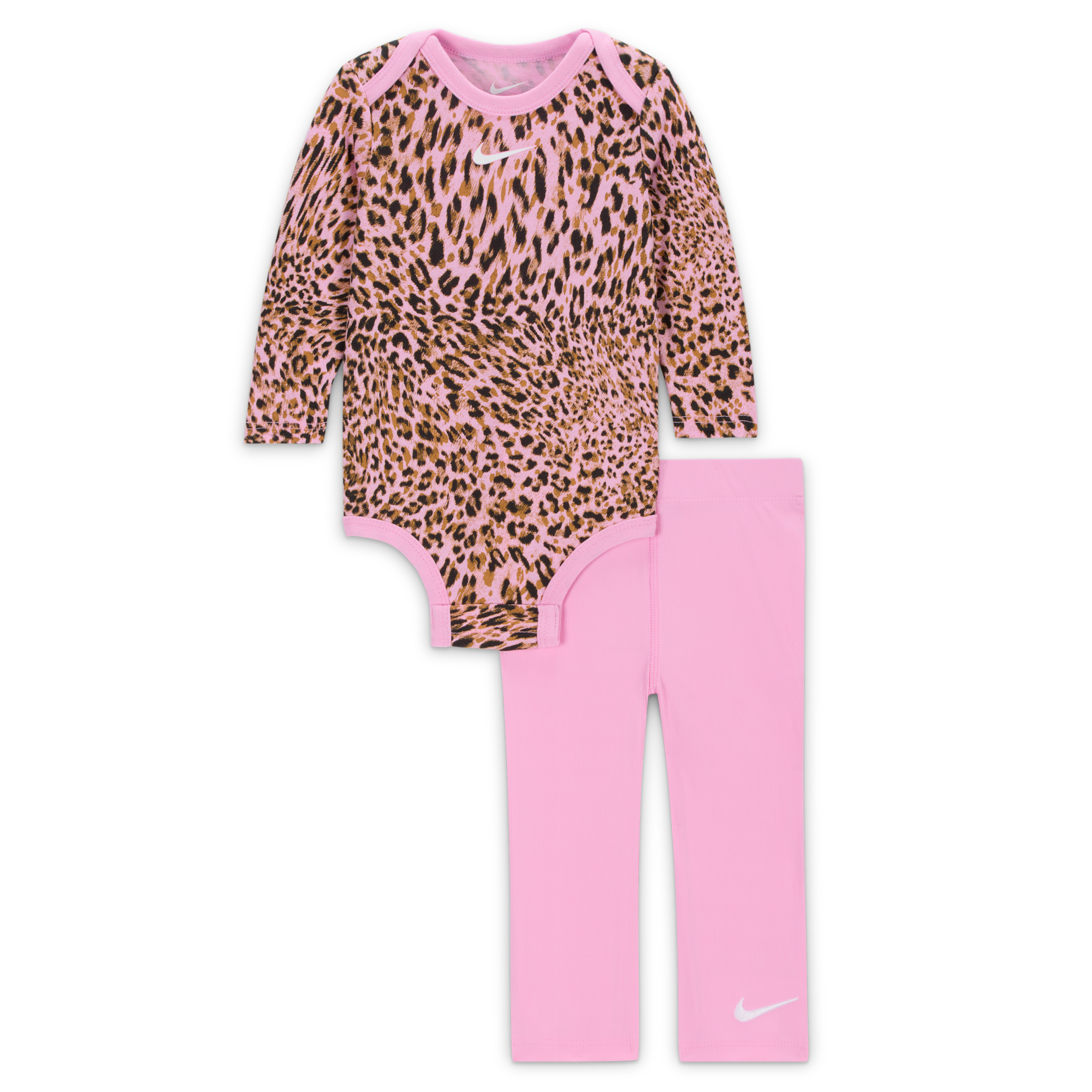 Nike Baby Girls' Long-Sleeve Bodysuit and Flared Leggings, 2-Piece Set - Pink Rise