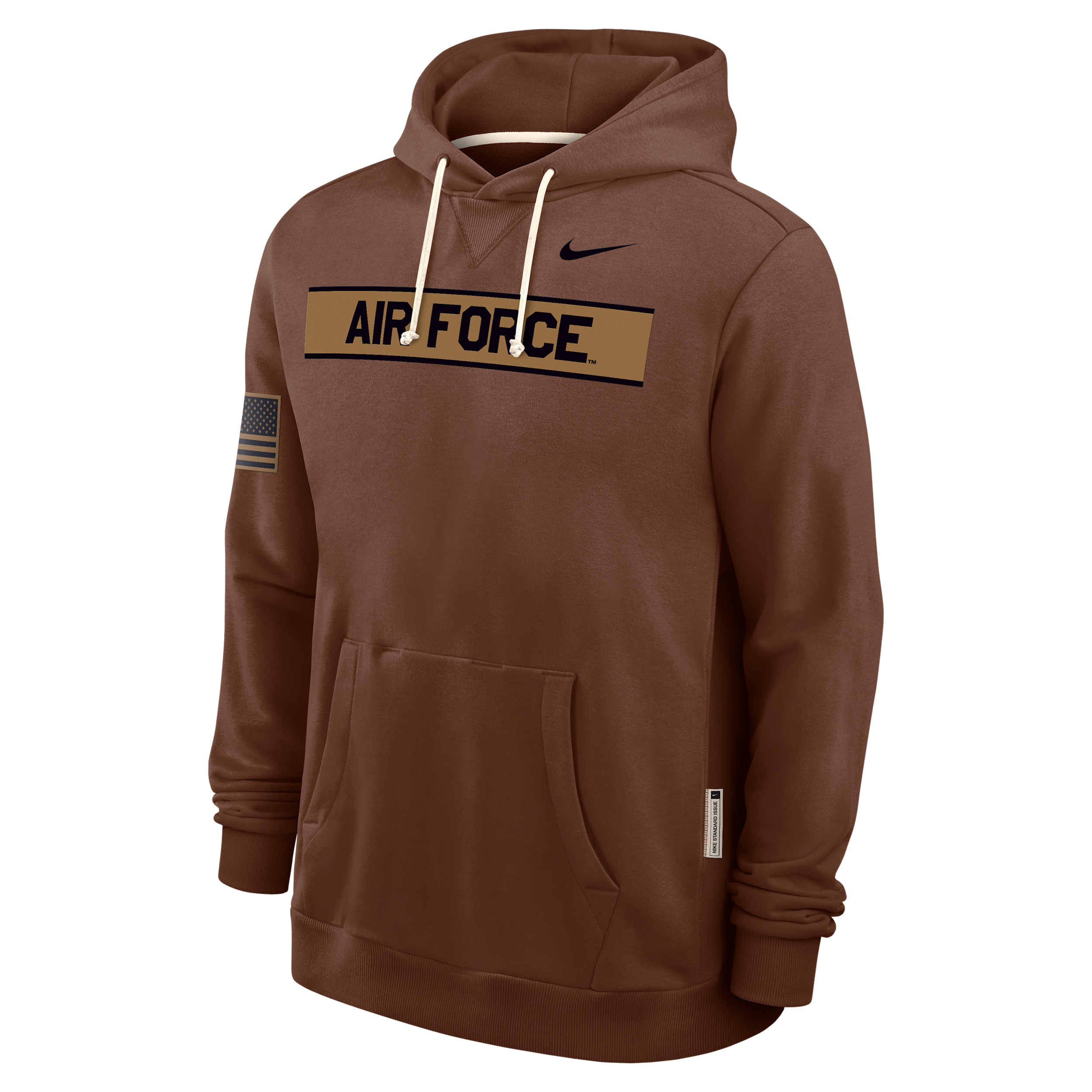 Air Force 2026 Military Appreciation Nike Men's Dri-FIT College Long-Sleeve Hooded Top in Brown | IV9806-255