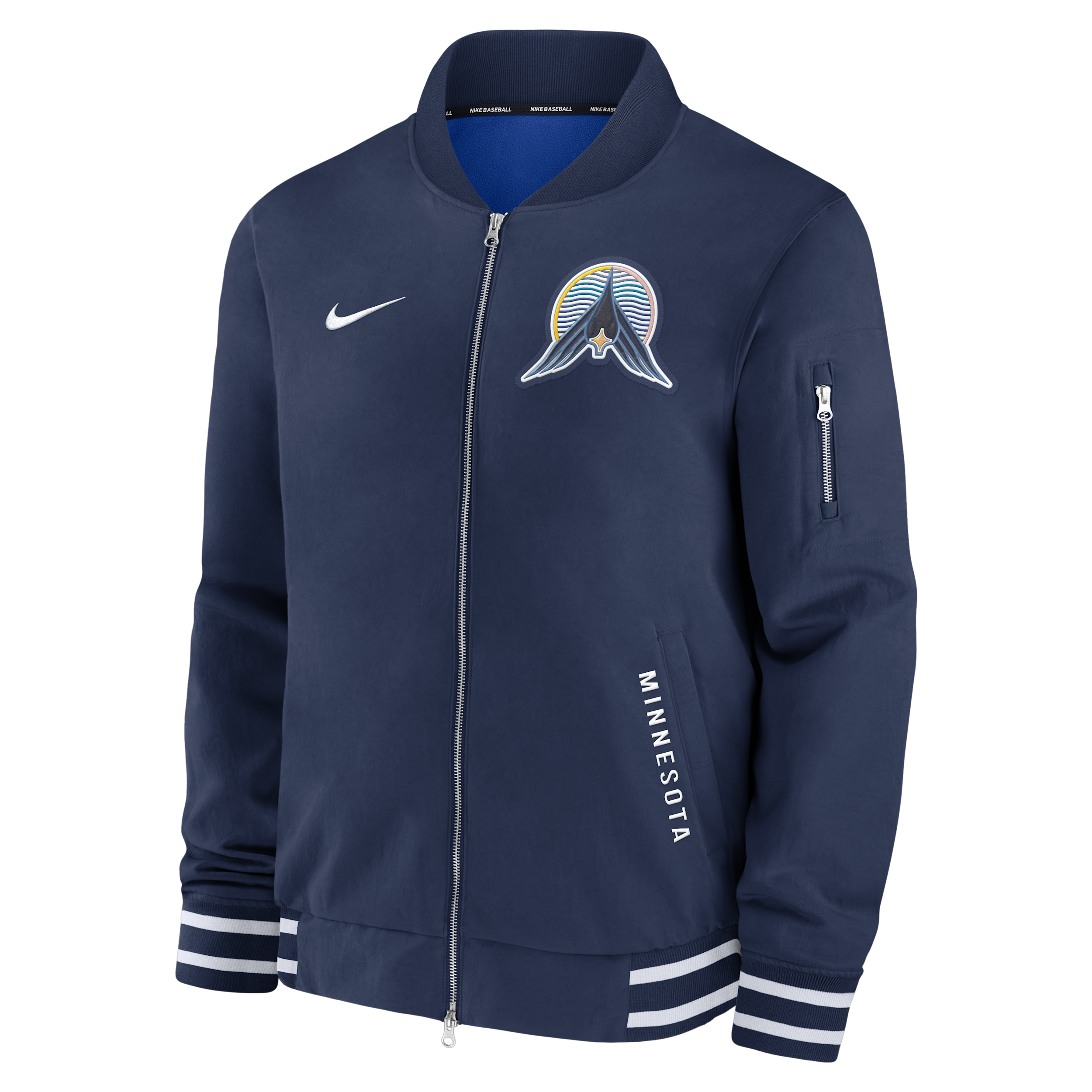 Nike Men's Navy Minnesota Twins Authentic Collection City Connect Full-zip Bomber Jacket In Blue