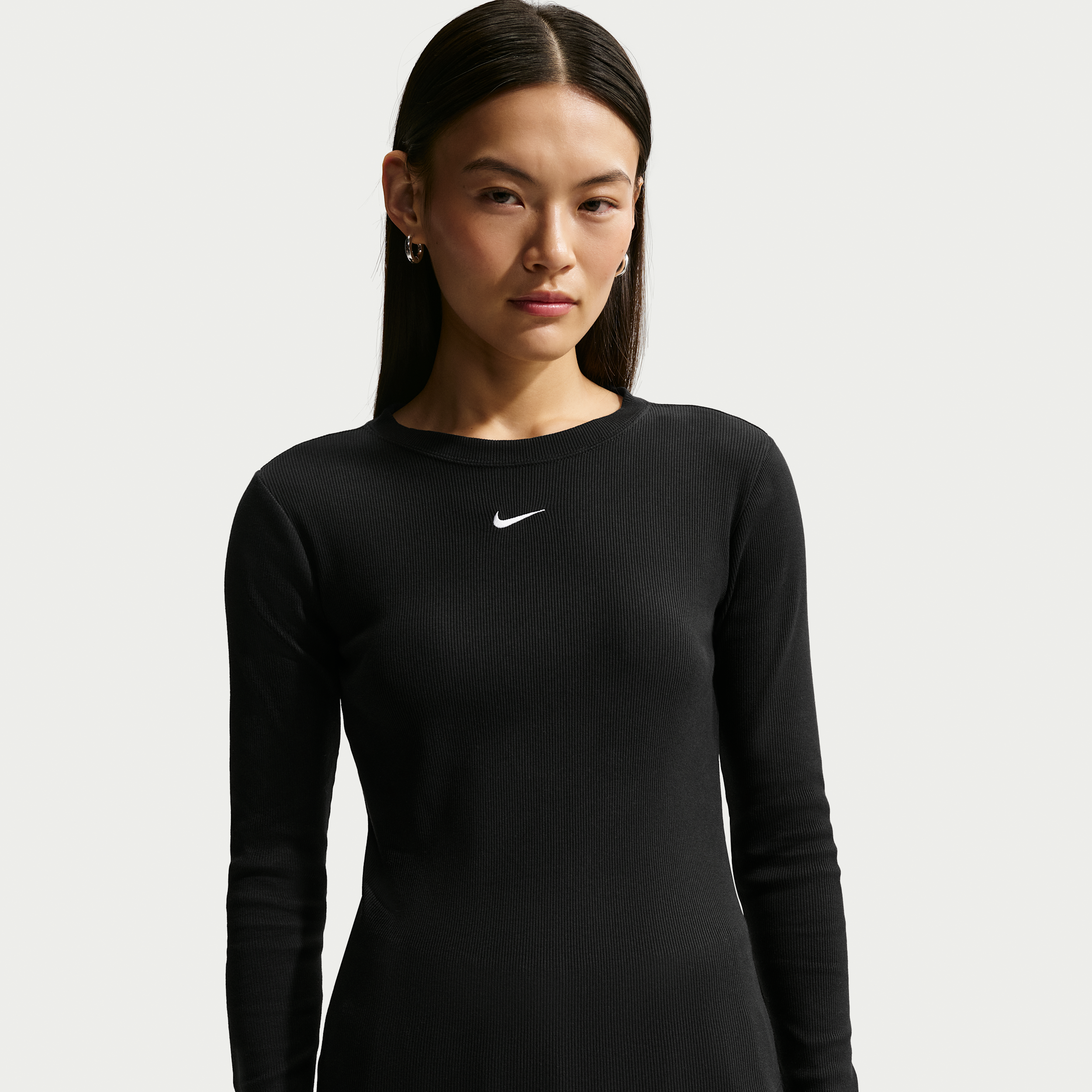 Nike Women's  Sportswear Tight Long-sleeve Ribbed T-shirt In Black
