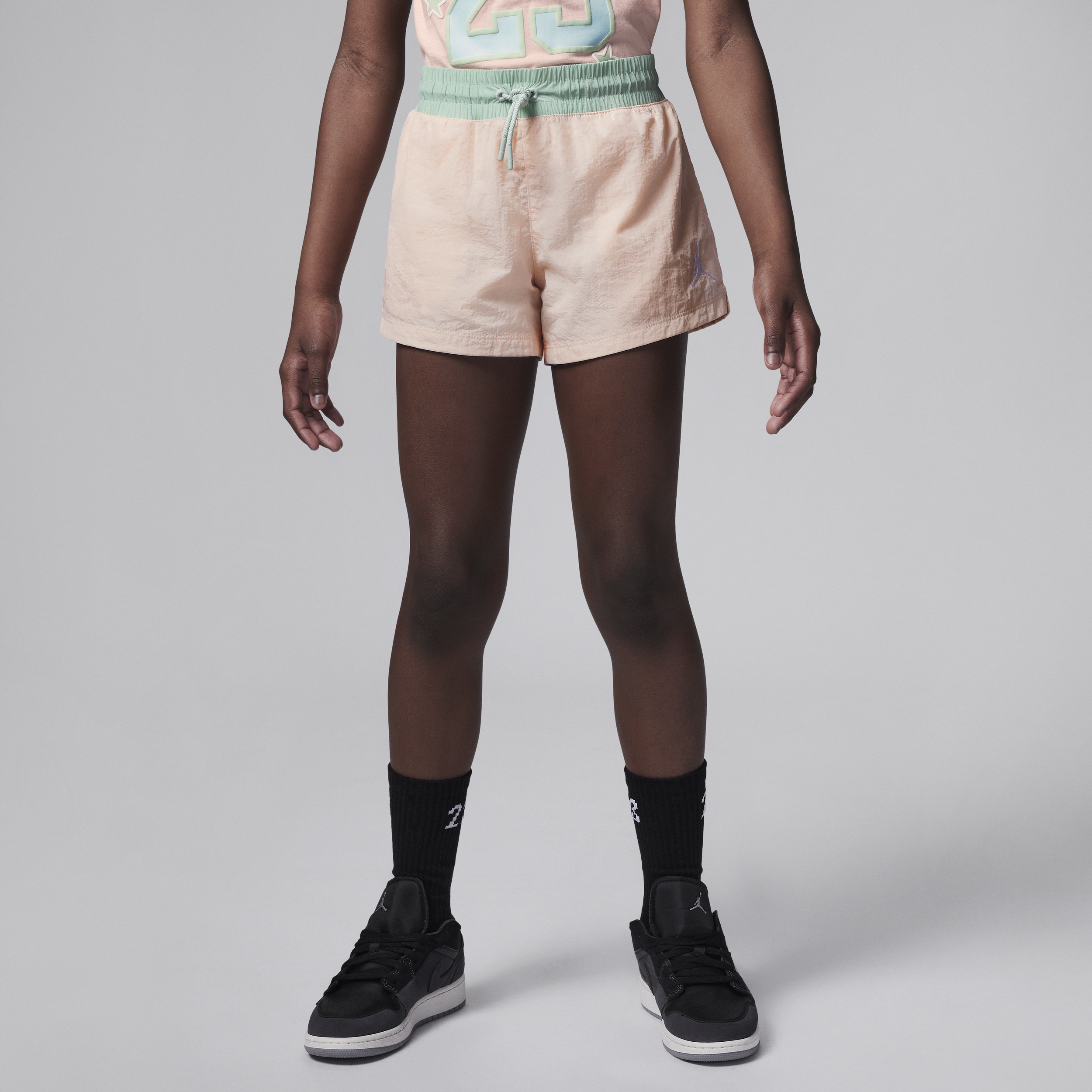Jordan Icon Play Blocked Shorts Big Kids' (girls) Shorts In Pink