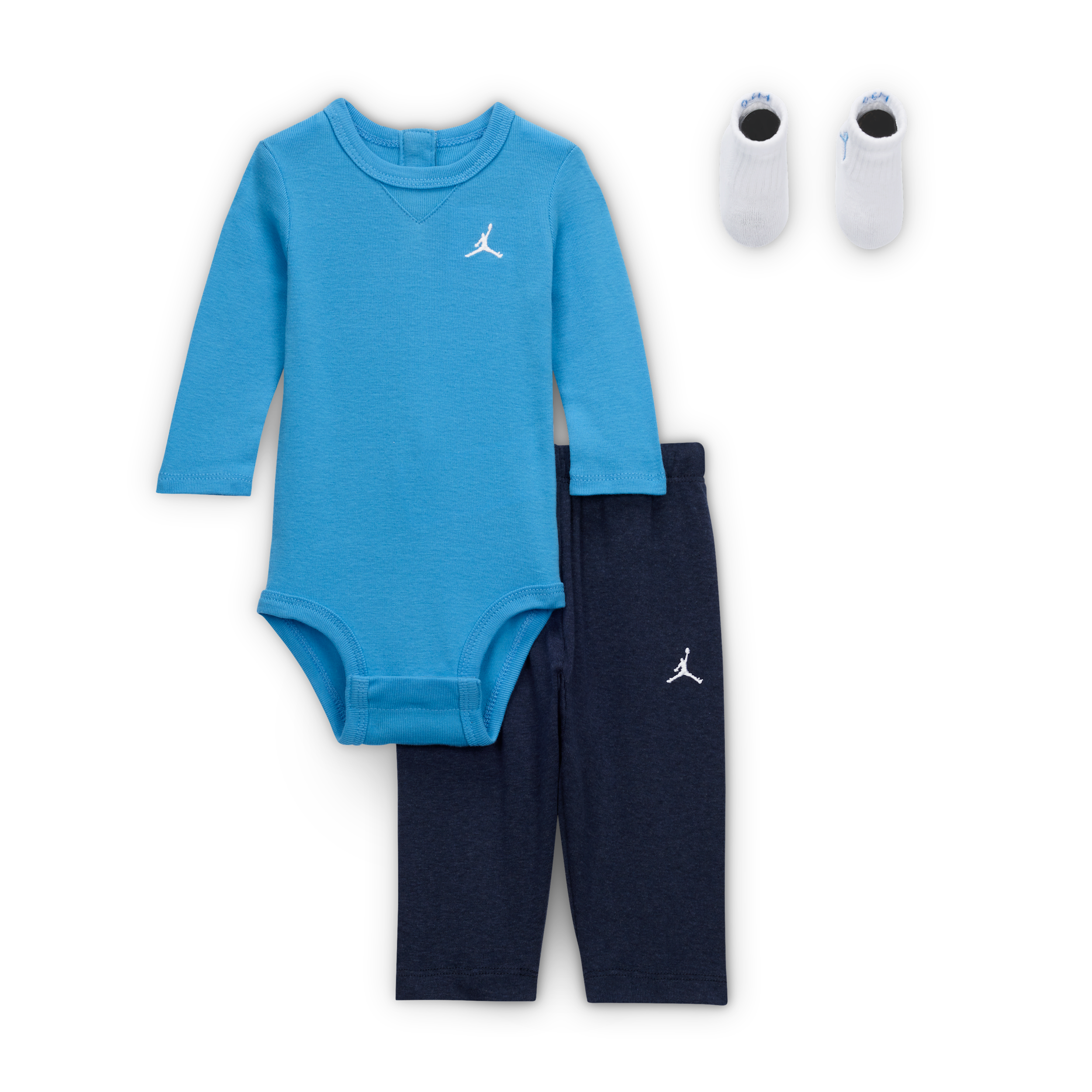 Jordan Baby Essentials Long Sleeve Bodysuit Boxed Set In Blue