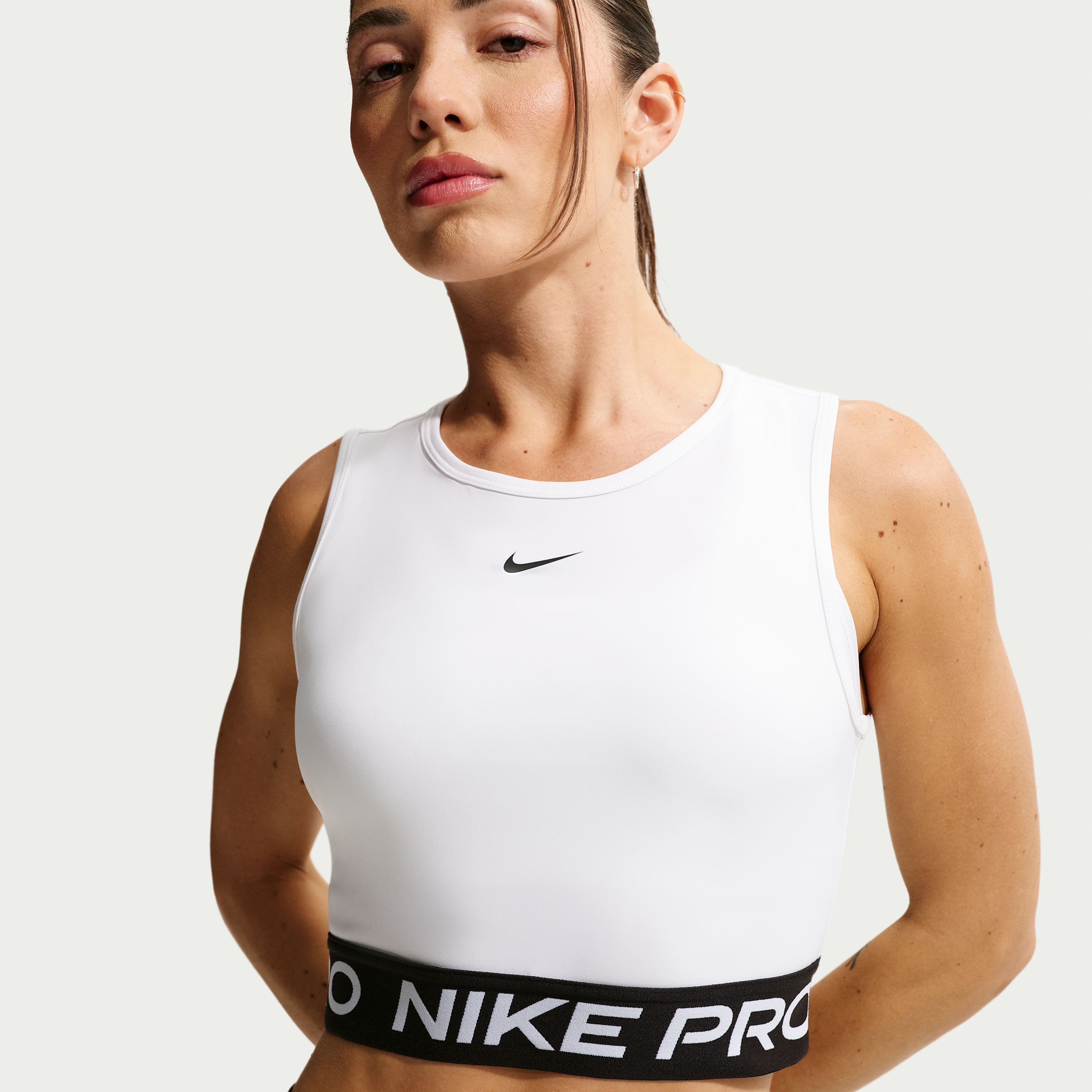 Women's Nike Pro Dri-FIT Cropped Tank Top in White | FZ3615-100