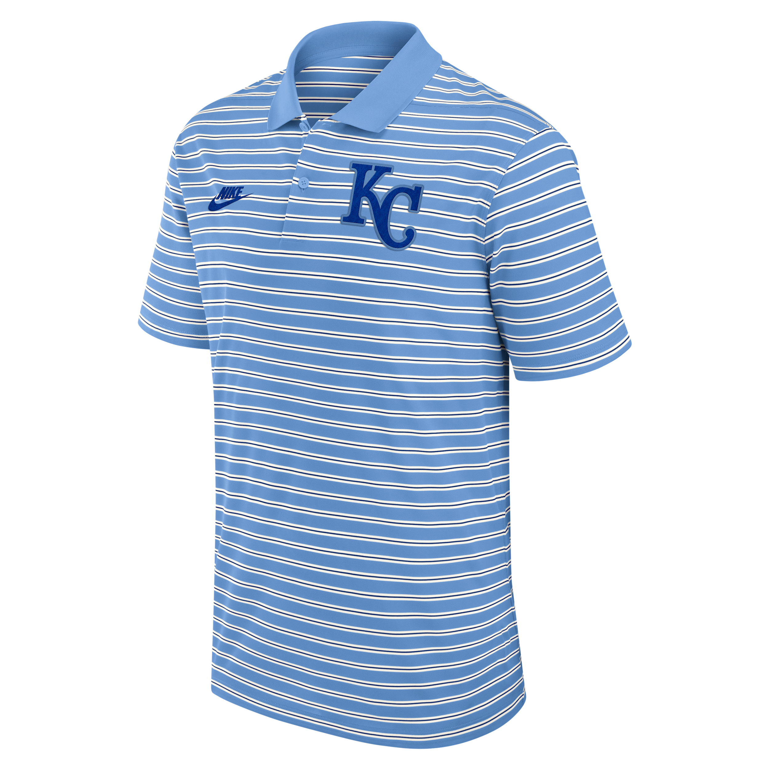 Kansas City Royals Cooperstown Striped Victory Nike Men's Dri-FIT MLB Polo in Blue | 02LX0G94KCA-JNX