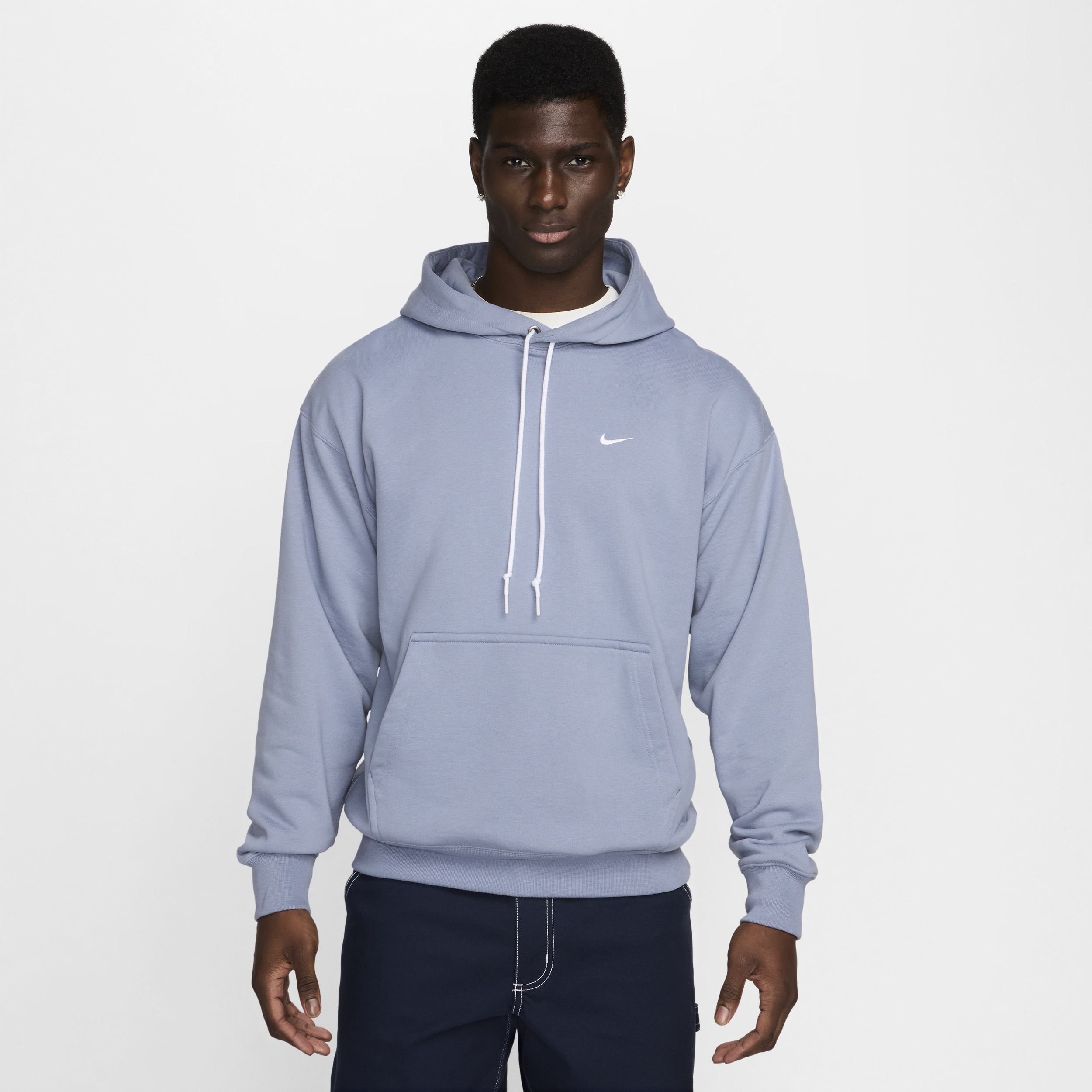 Shop Nike Men's Solo Swoosh French Terry Pullover Hoodie In Blue