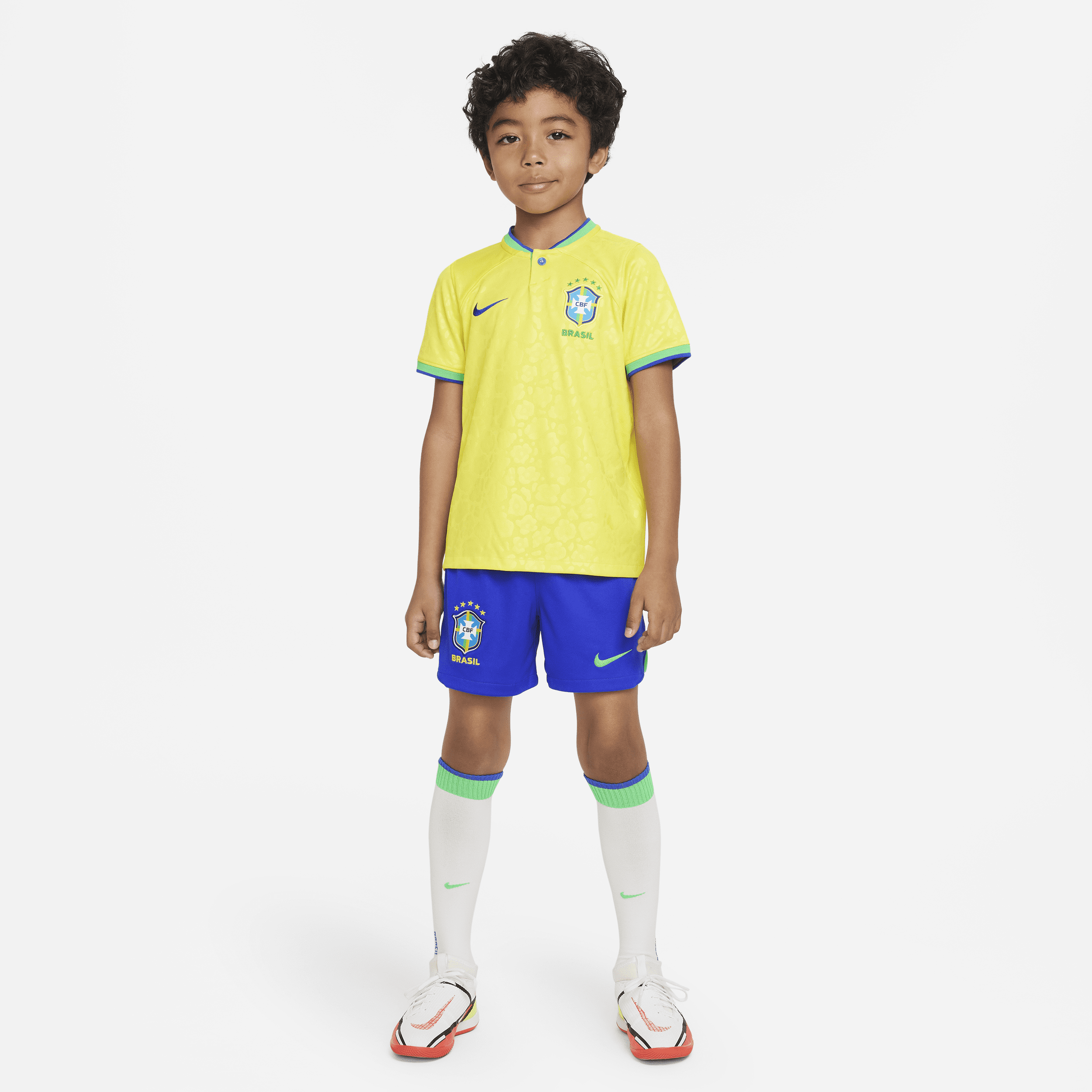 Shop Nike Brazil 2022/23 Home Little Kids'  Dri-fit Soccer Kit In Yellow