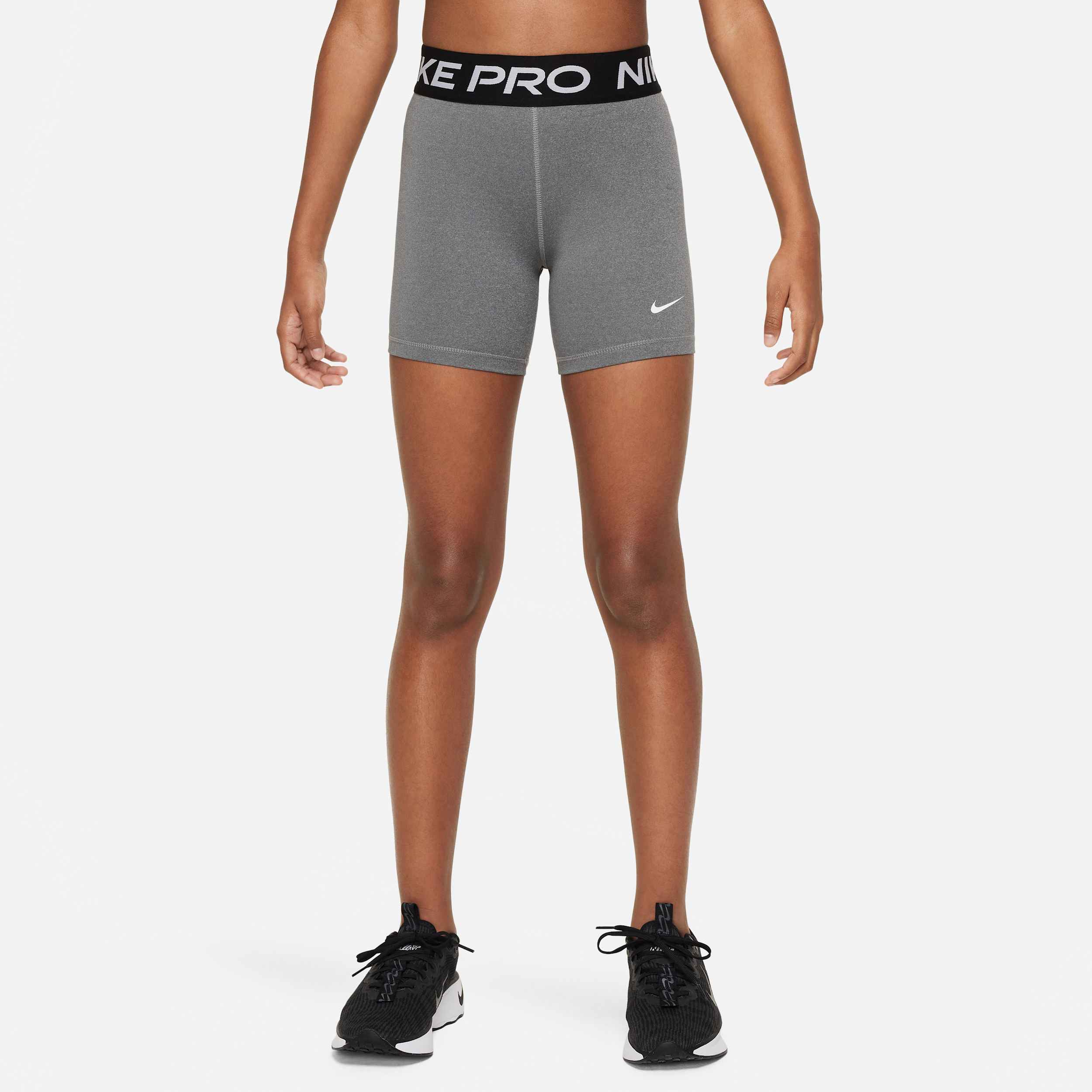 Nike Pro Big Kids' (Girls') Shorts in Grey, Size: Small | DA1033-091