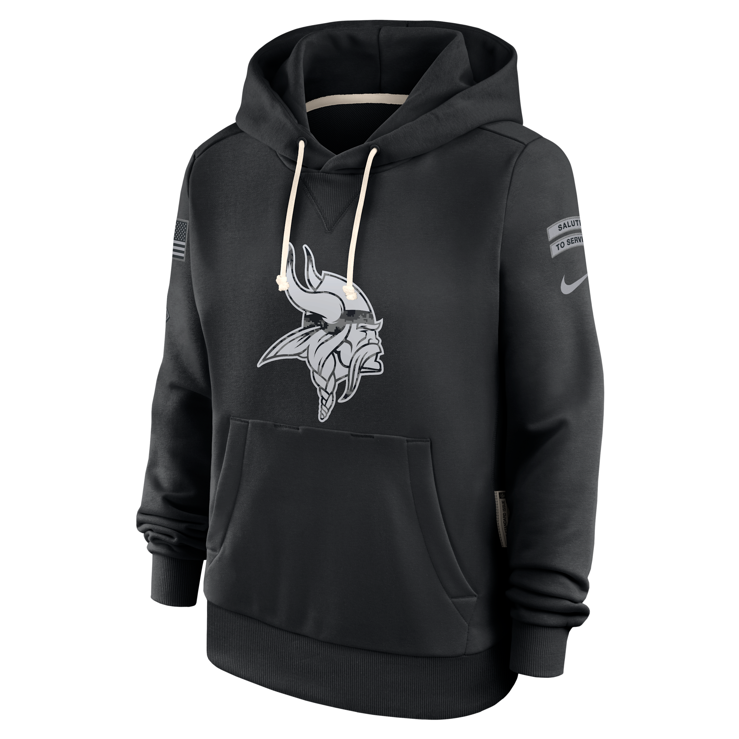 Minnesota Vikings Salute to Service Sideline Nike Women's Dri-FIT NFL Pullover Hoodie in Black | 03C300AA2K-CYB