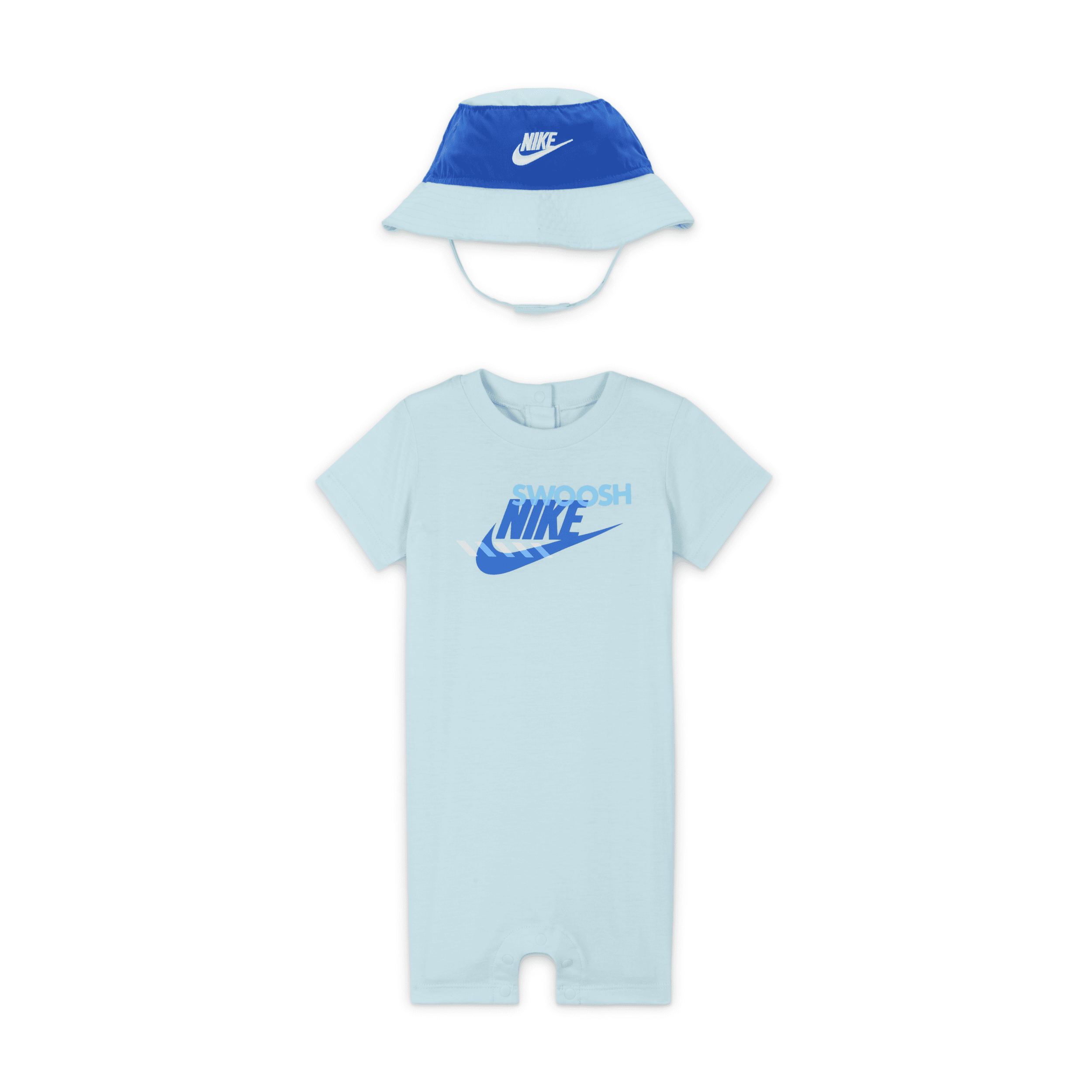 Nike Sportswear Pe Baby (12-24m) Romper And Bucket Hat Set In Blue