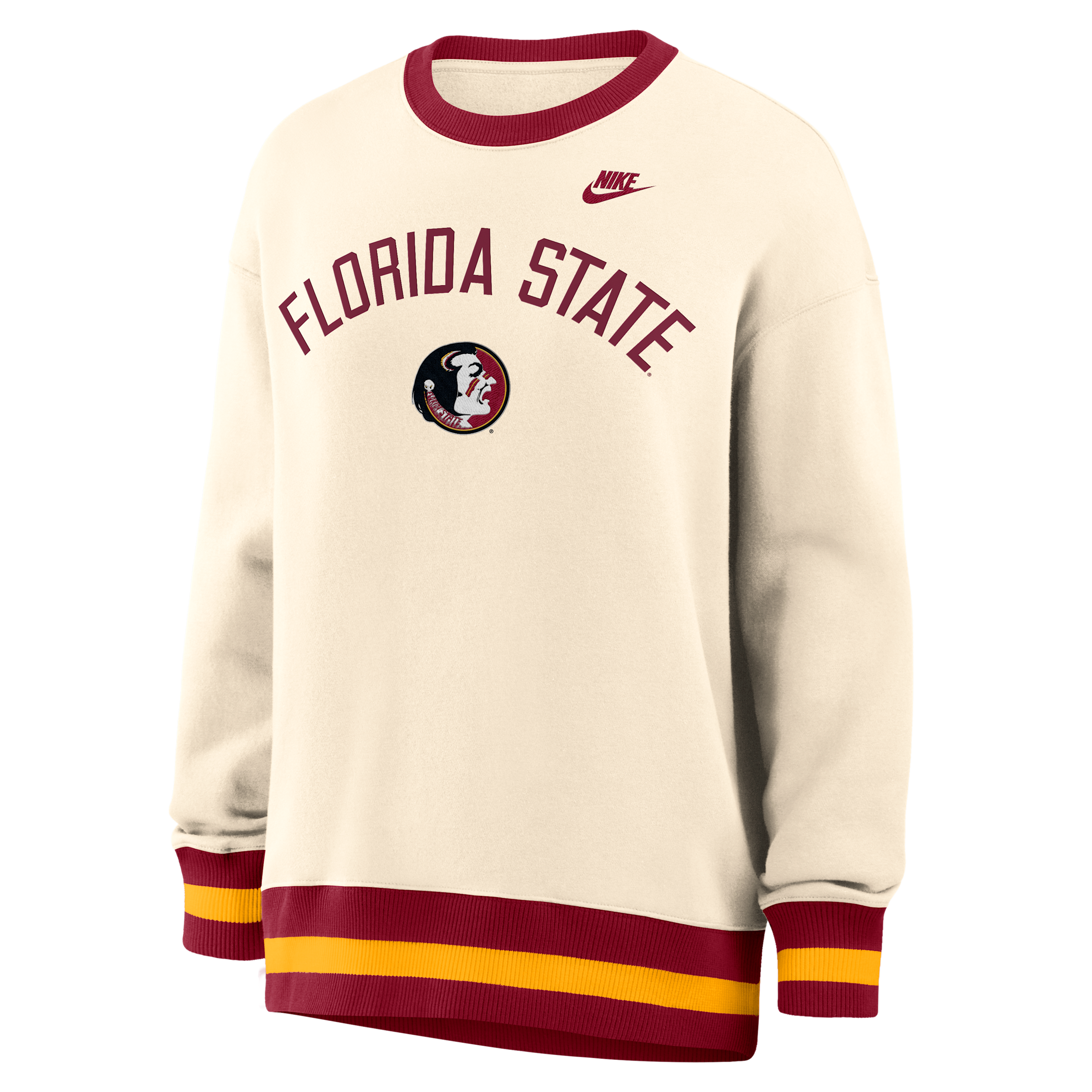 Nike Women's Natural Florida State Seminoles Oversized Legacy Arch Phoenix Sweatshirt - Natural