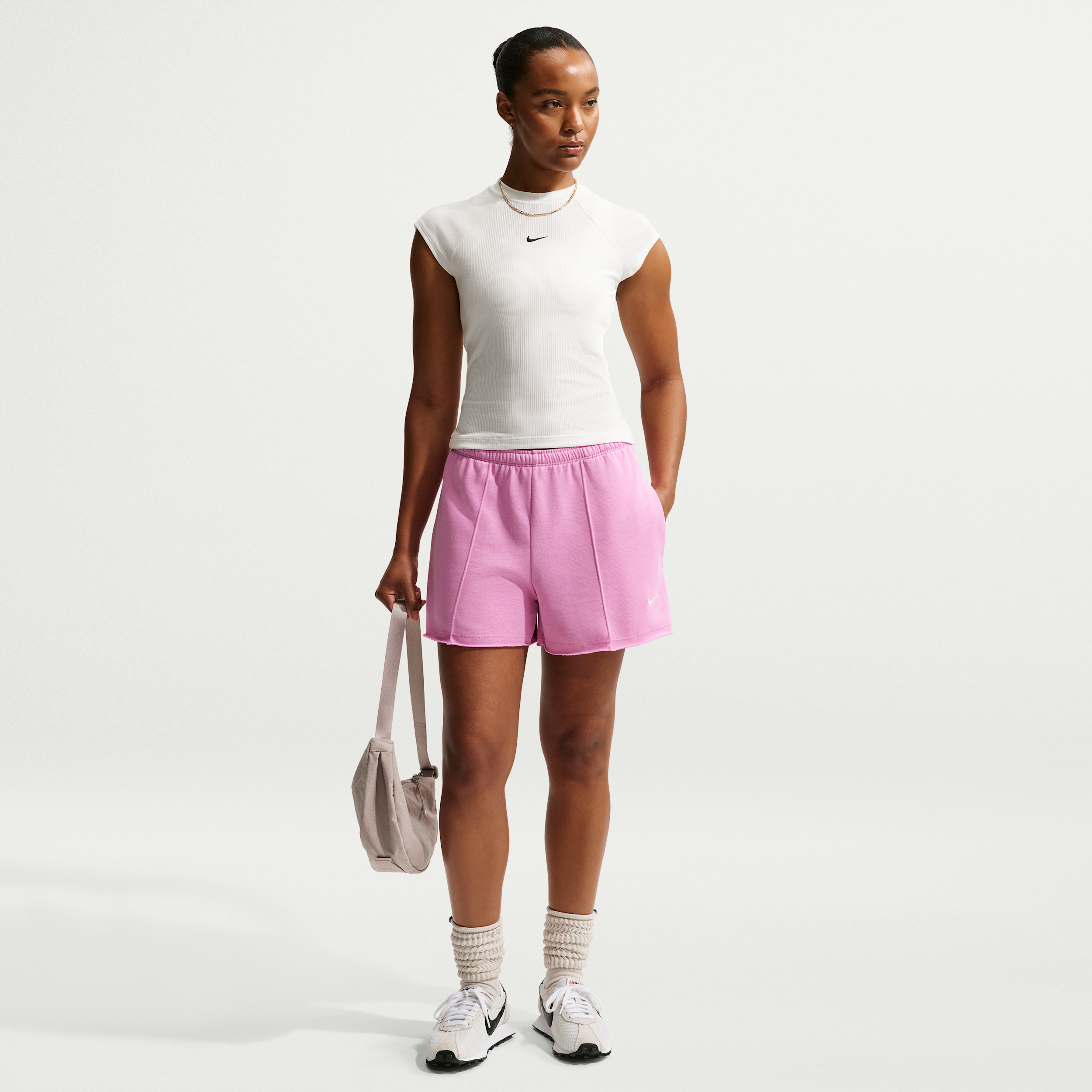 Women's Nike Sportswear Chill Terry Mid-Rise French Terry Shorts in Purple | II3980-503
