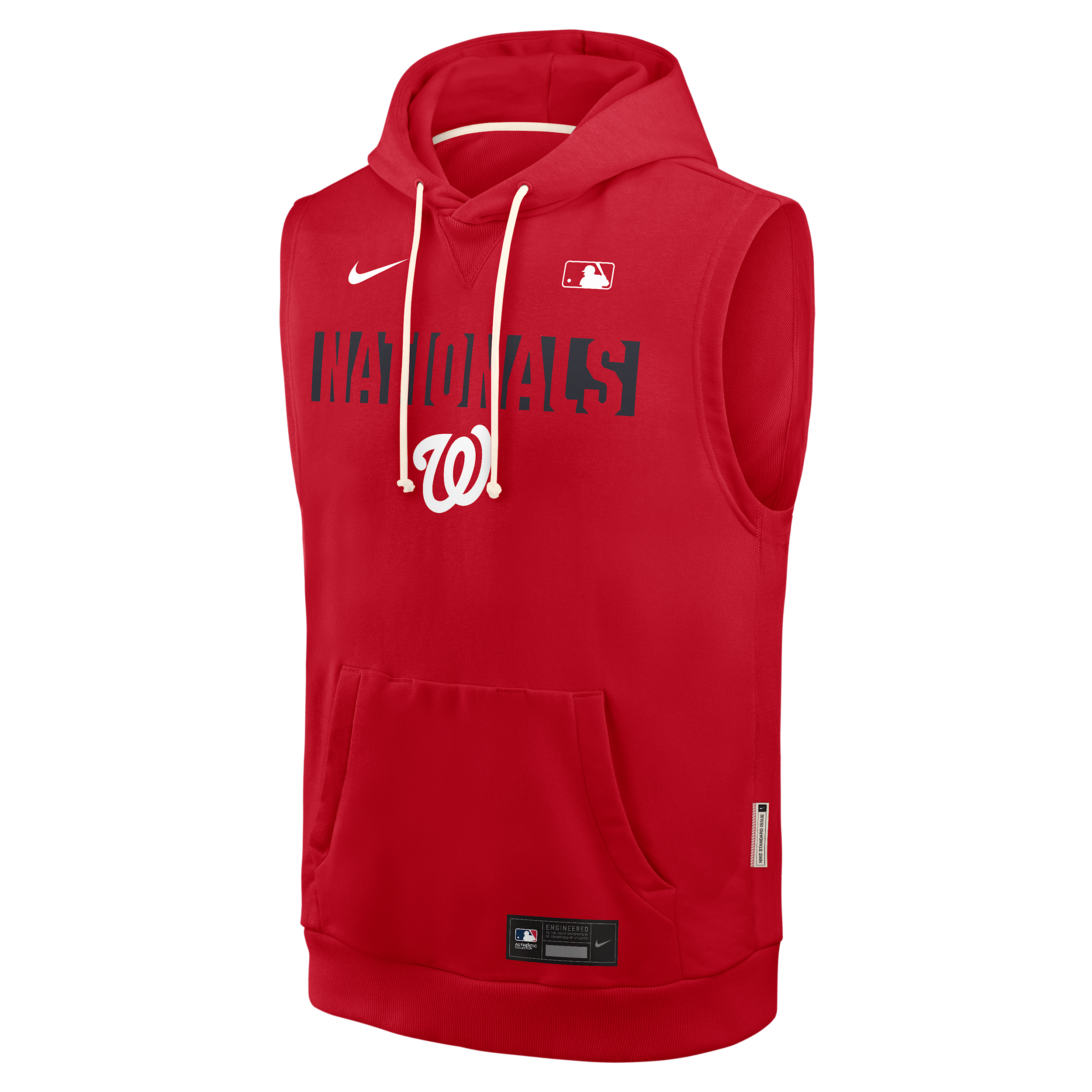 Washington Nationals Authentic Collection Standard Issue Nike Men's Dri-FIT MLB Sleeveless Pullover Hoodie in Red | 03B462QWTL-4T2