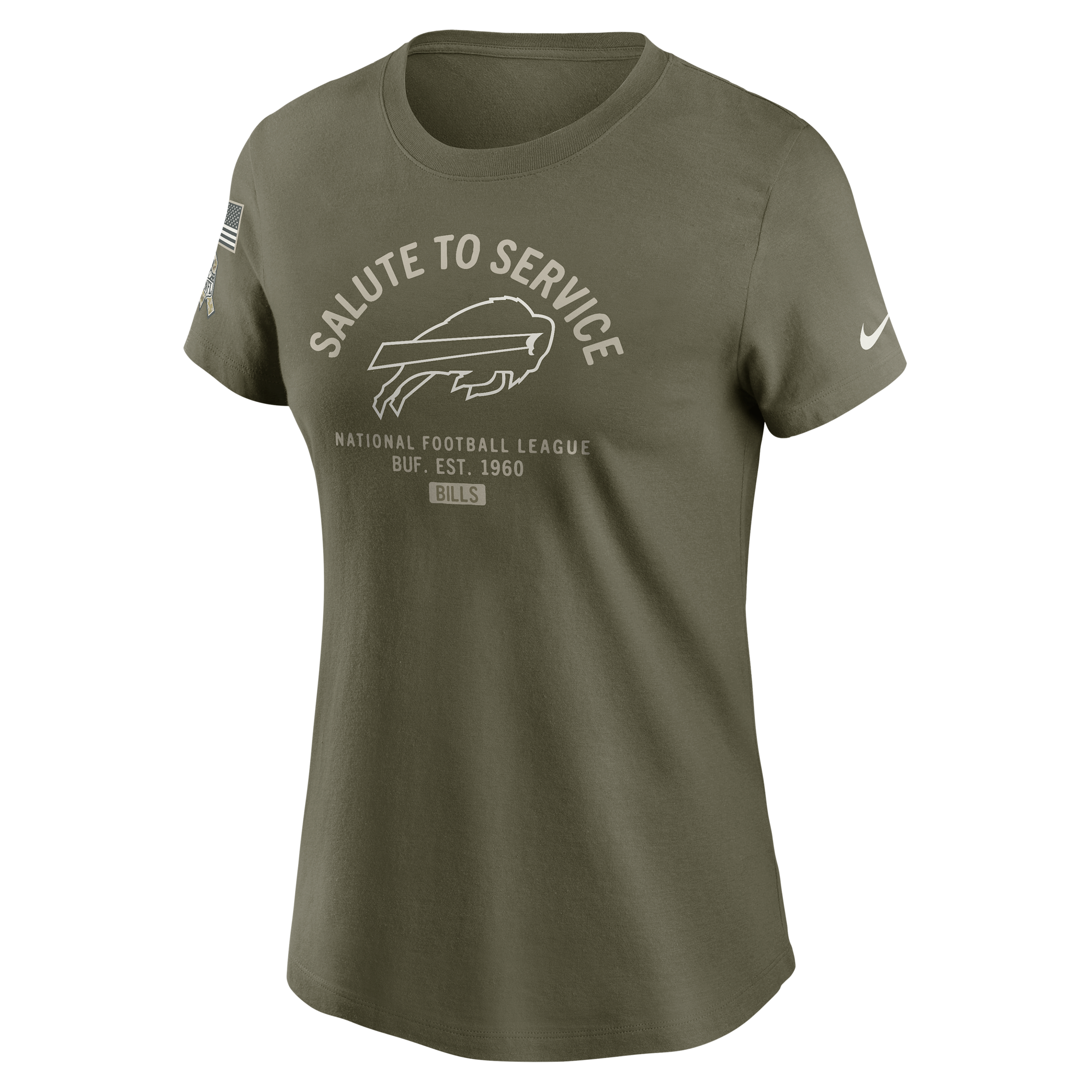 Nike Buffalo Bills Salute To Service Sideline  Women's Nfl T-shirt In Green