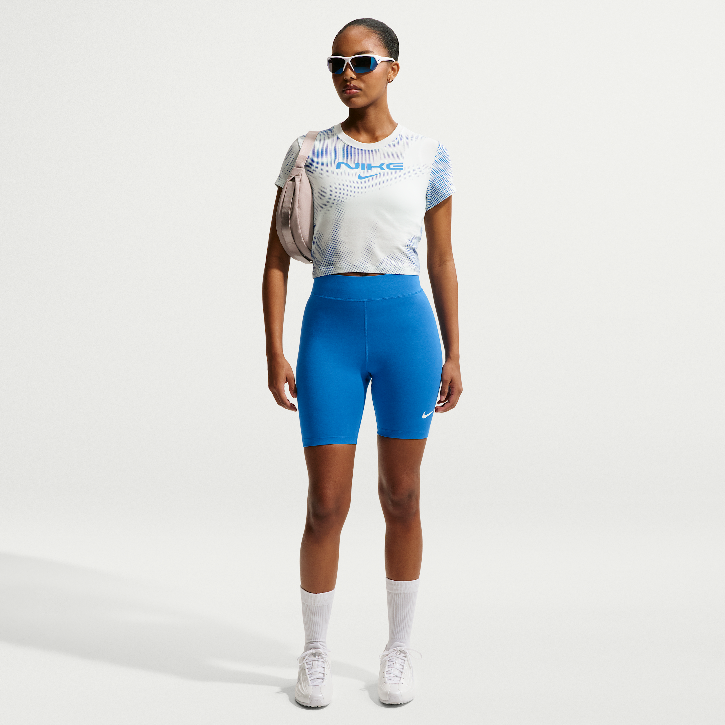 Women's Nike Sportswear Classic High-Waisted 8" Biker Shorts in Blue | DV7797-435