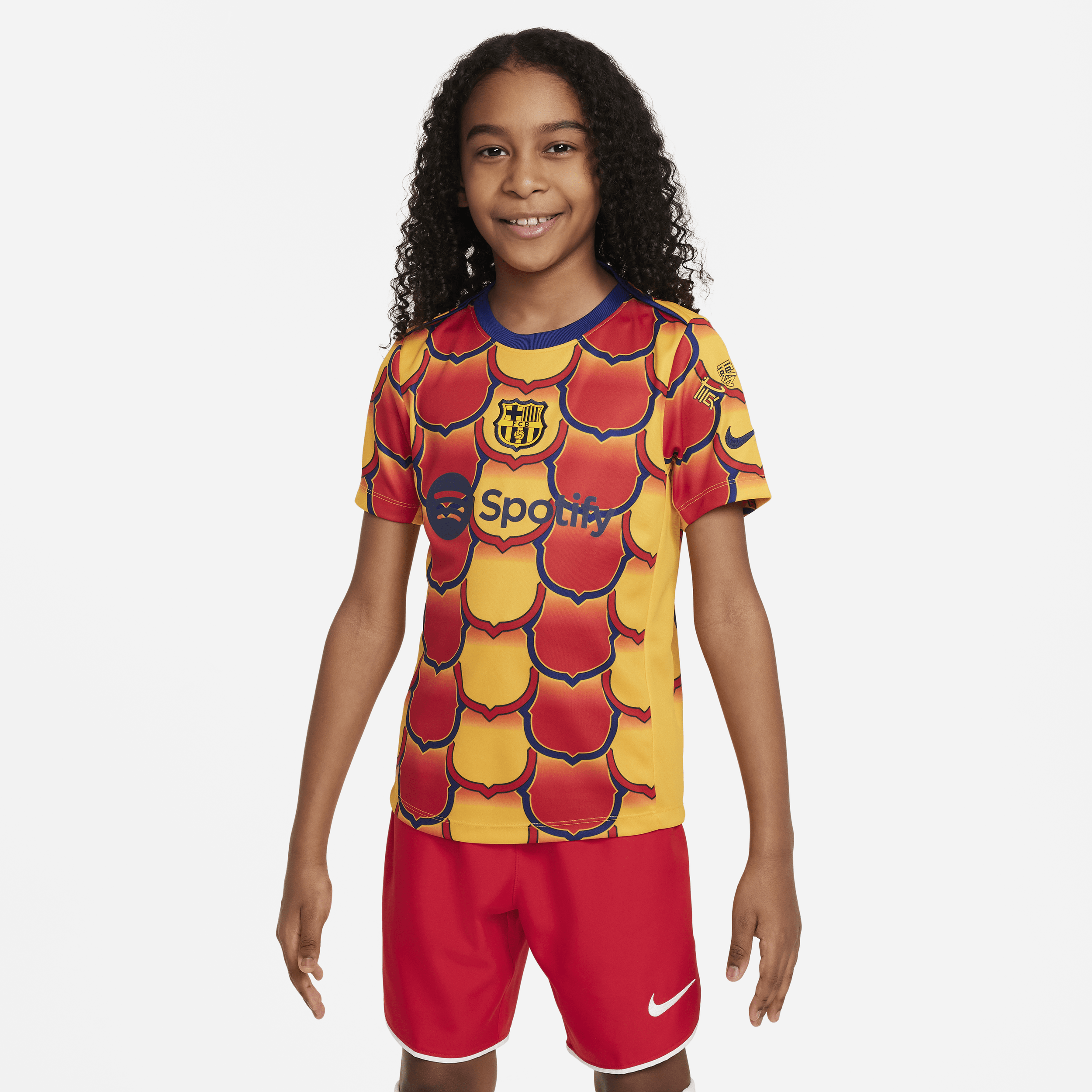 Shop Nike Fc Barcelona Academy Pro Big Kids'  Dri-fit Soccer Pre-match Top In Yellow