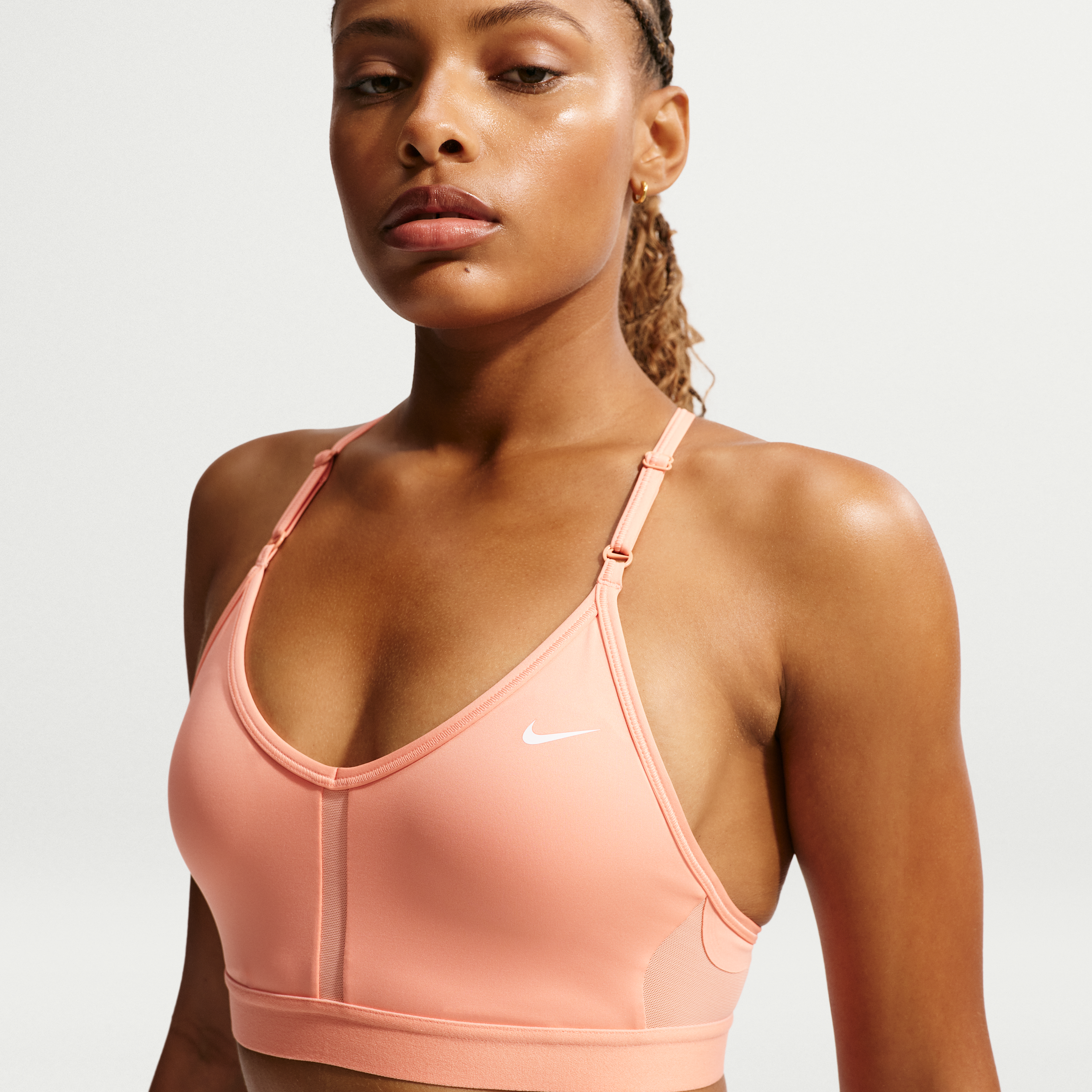 Nike Women's Indy Light-support Padded V-neck Sports Bra In Orange