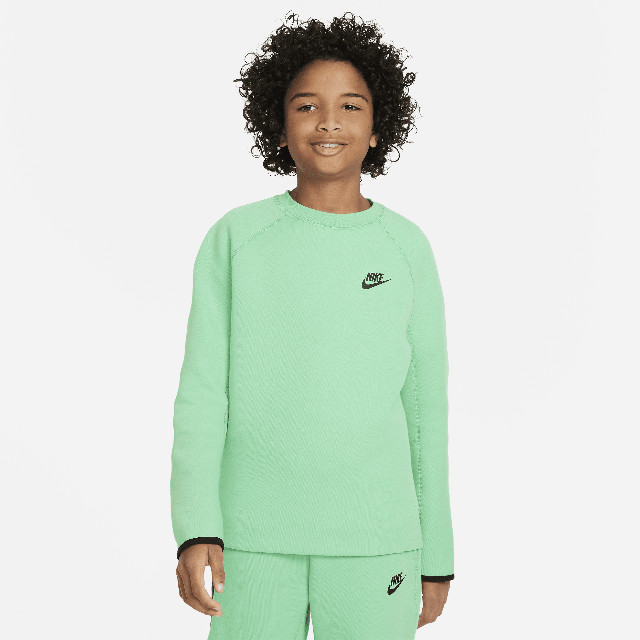 Shop Nike Sportswear Tech Fleece Big Kids' (boys') Sweatshirt In Green