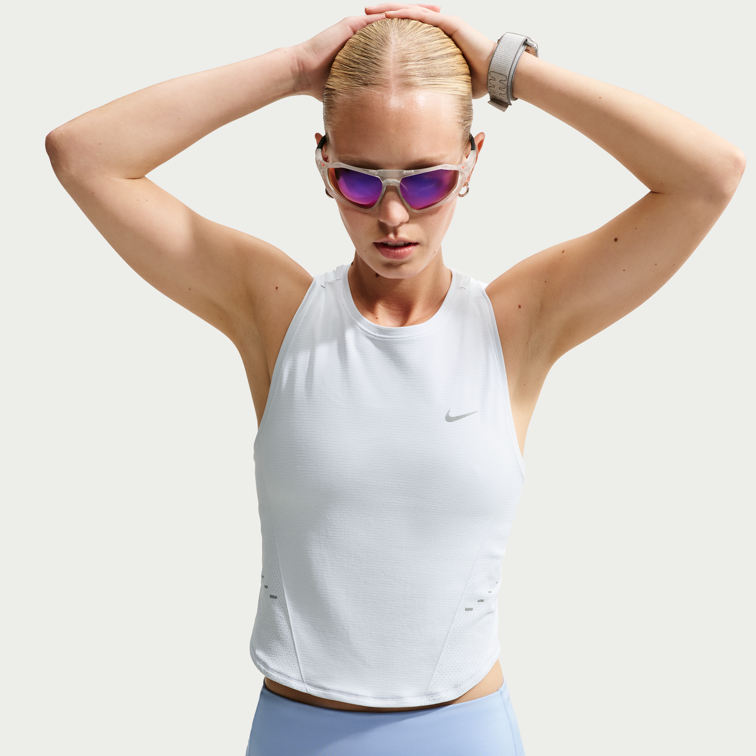 Nike Women's Swift Dri-FIT Seamless Running Tank Top in White | IO7858-100
