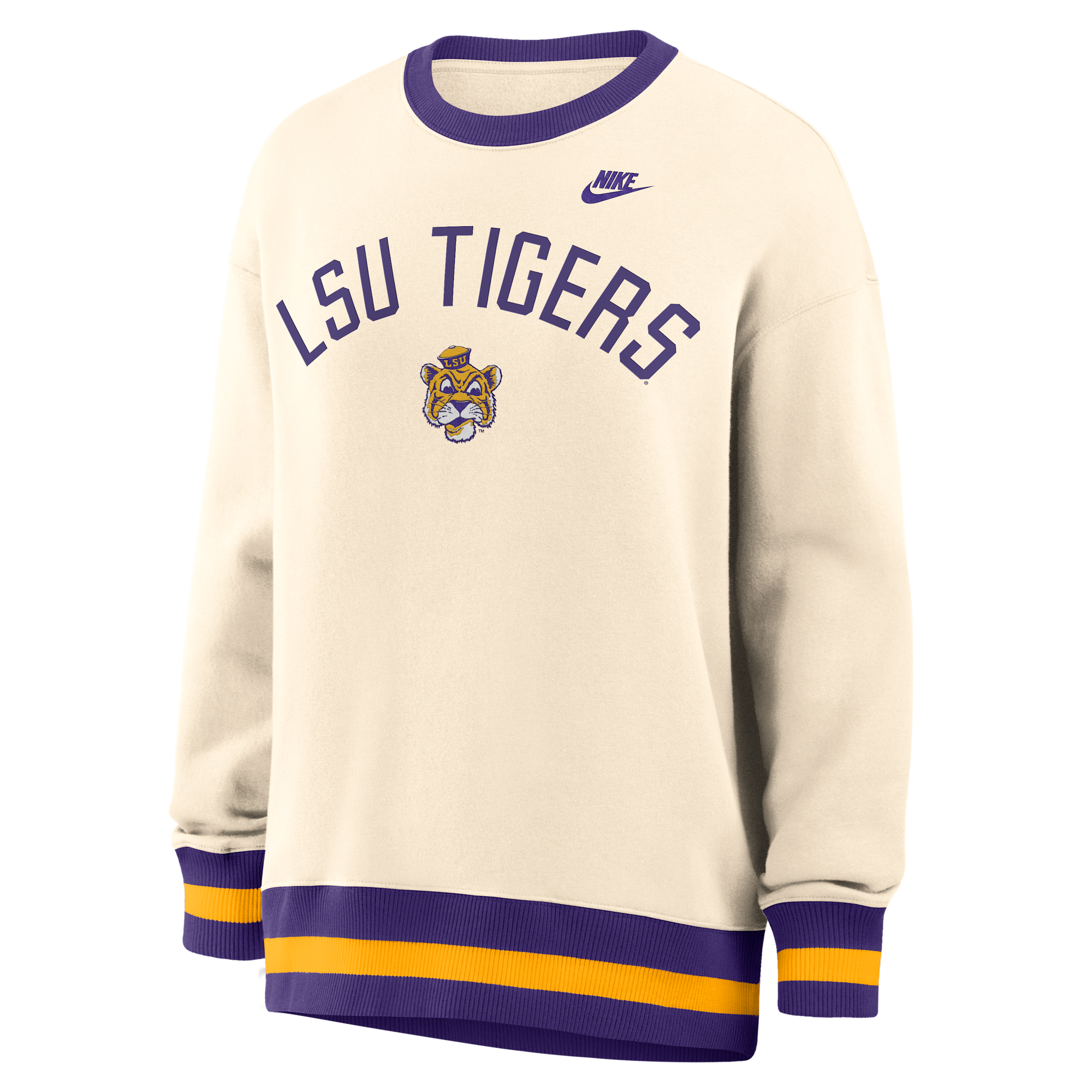 Nike Women's Lsu Tigers Lsu Legacy Phoenix Oversized Dropped-Shoulder Vintage Sweatshirt - Natural