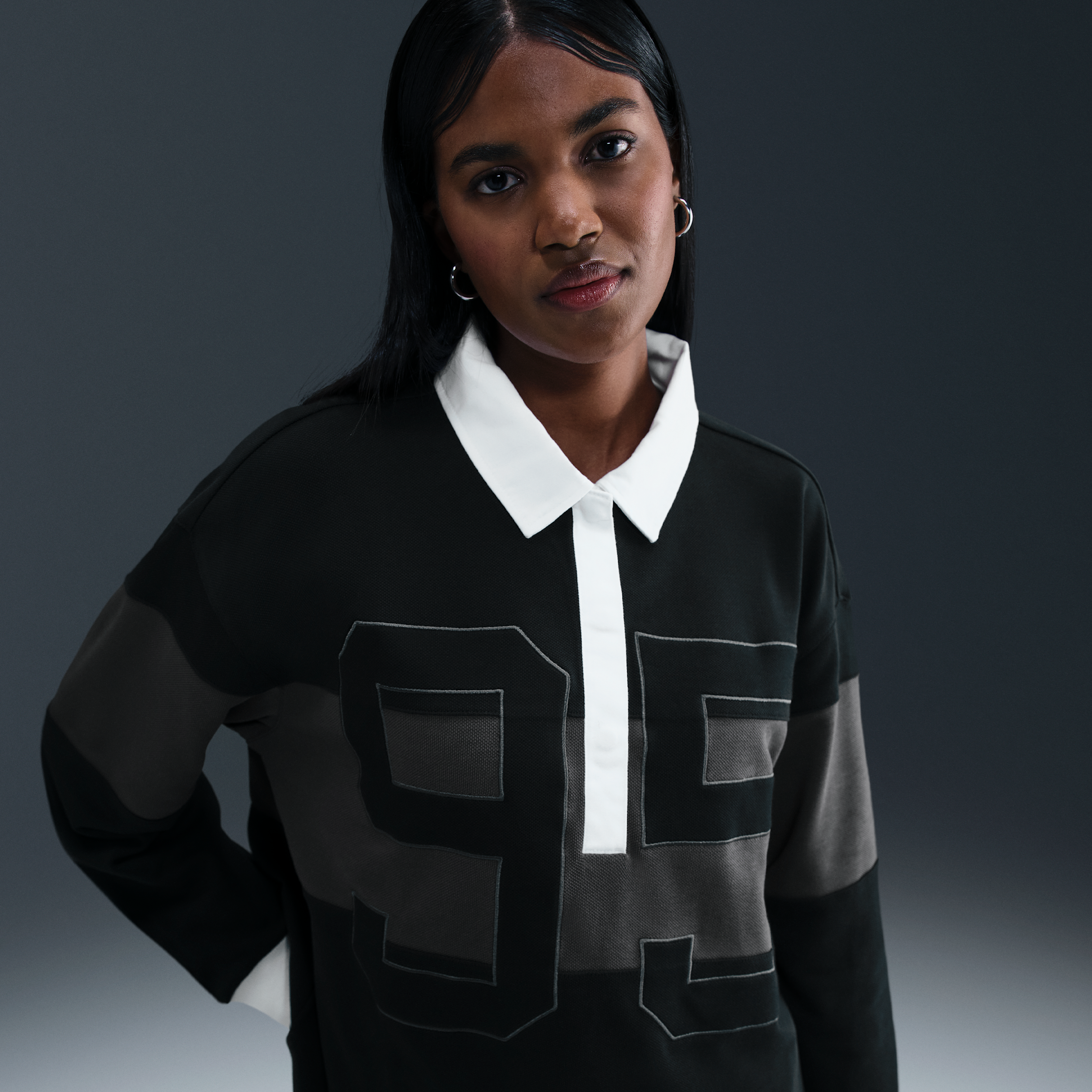 Nike Nsw Street Long Sleeve Gfx Polo In Black