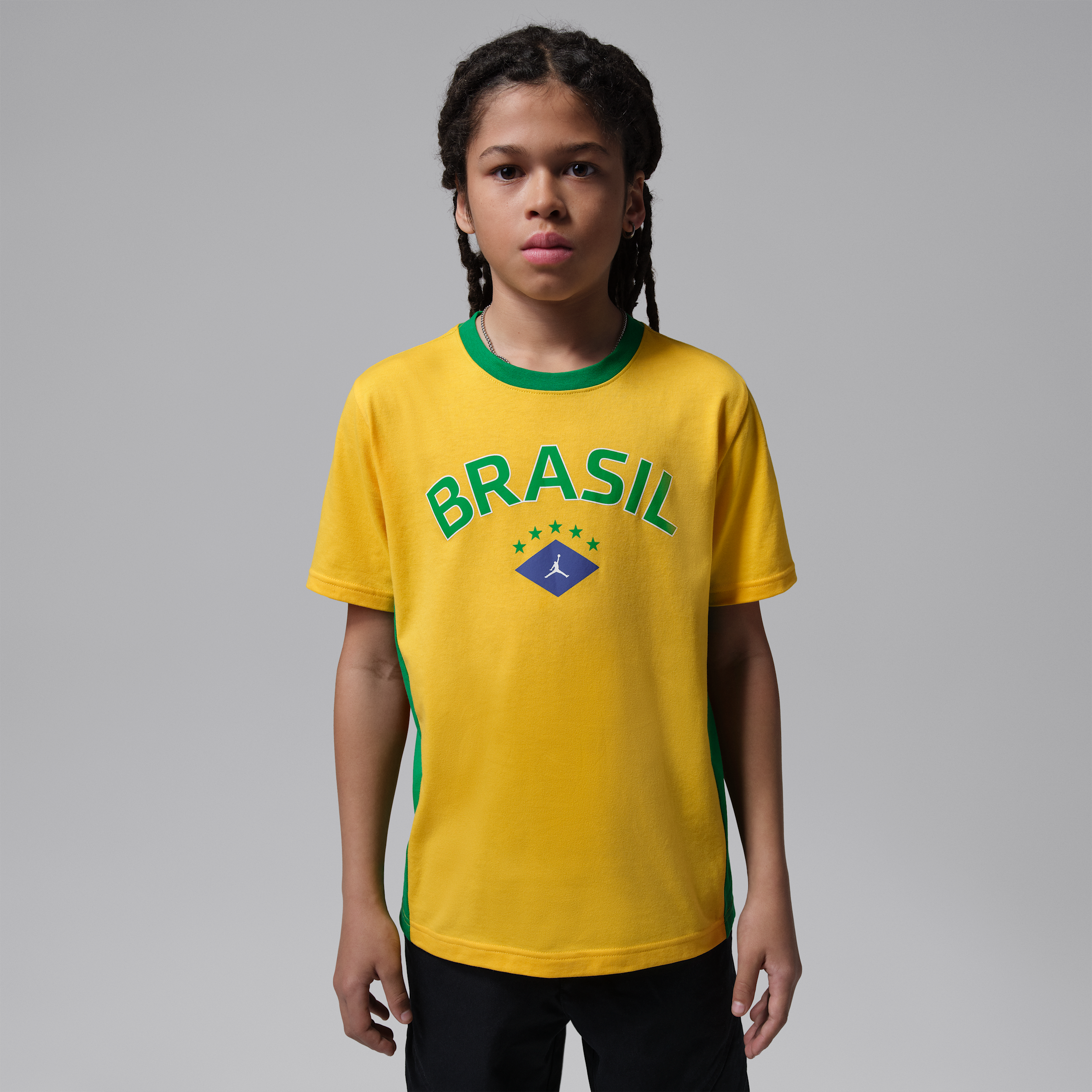 Jordan Big Kids' Brasil Graphic T-Shirt in Yellow | 95F781-Y1G