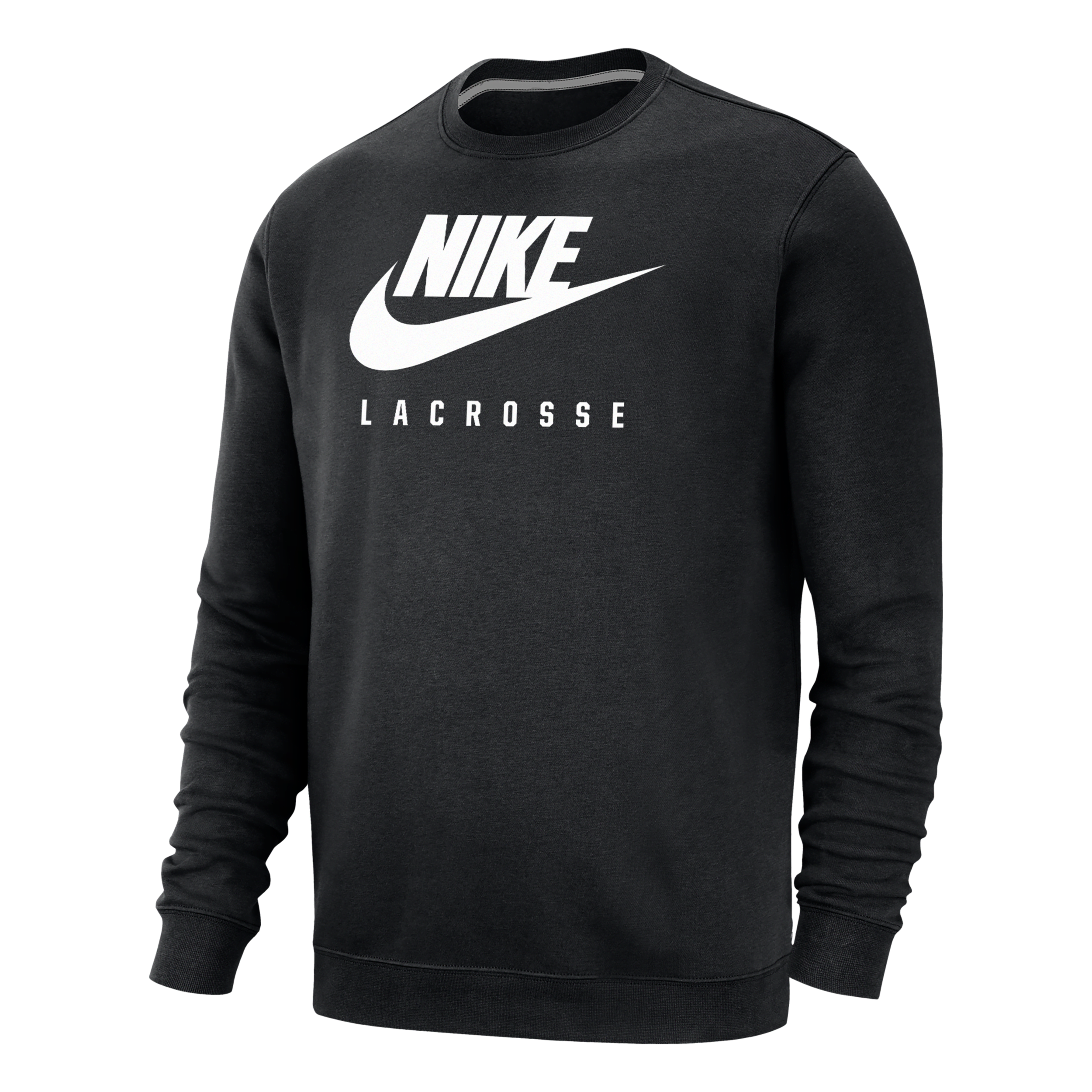 Nike Men's Swoosh Lacrosse Crew-neck Sweatshirt In Black