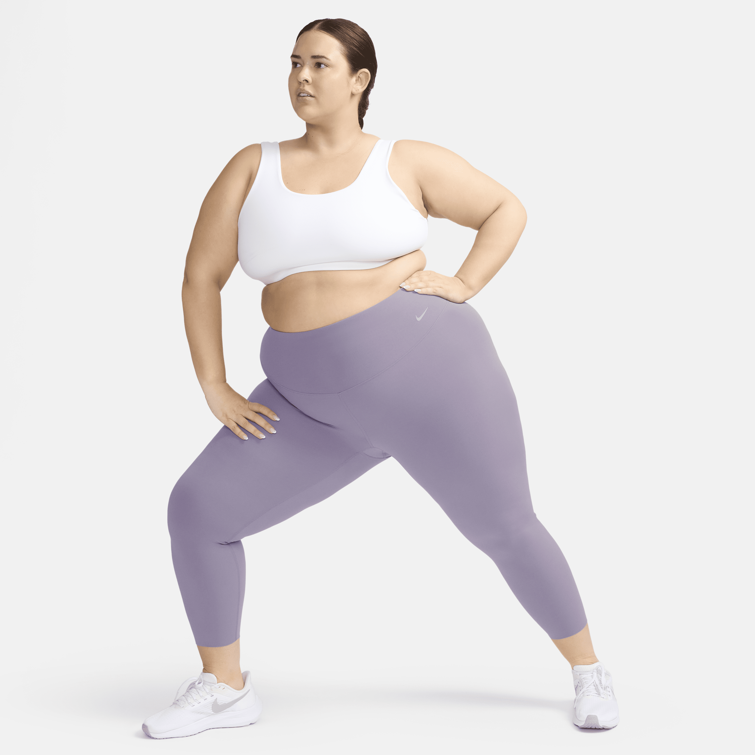 Shop Nike Women's Zenvy Gentle-support High-waisted 7/8 Leggings (plus Size) In Purple
