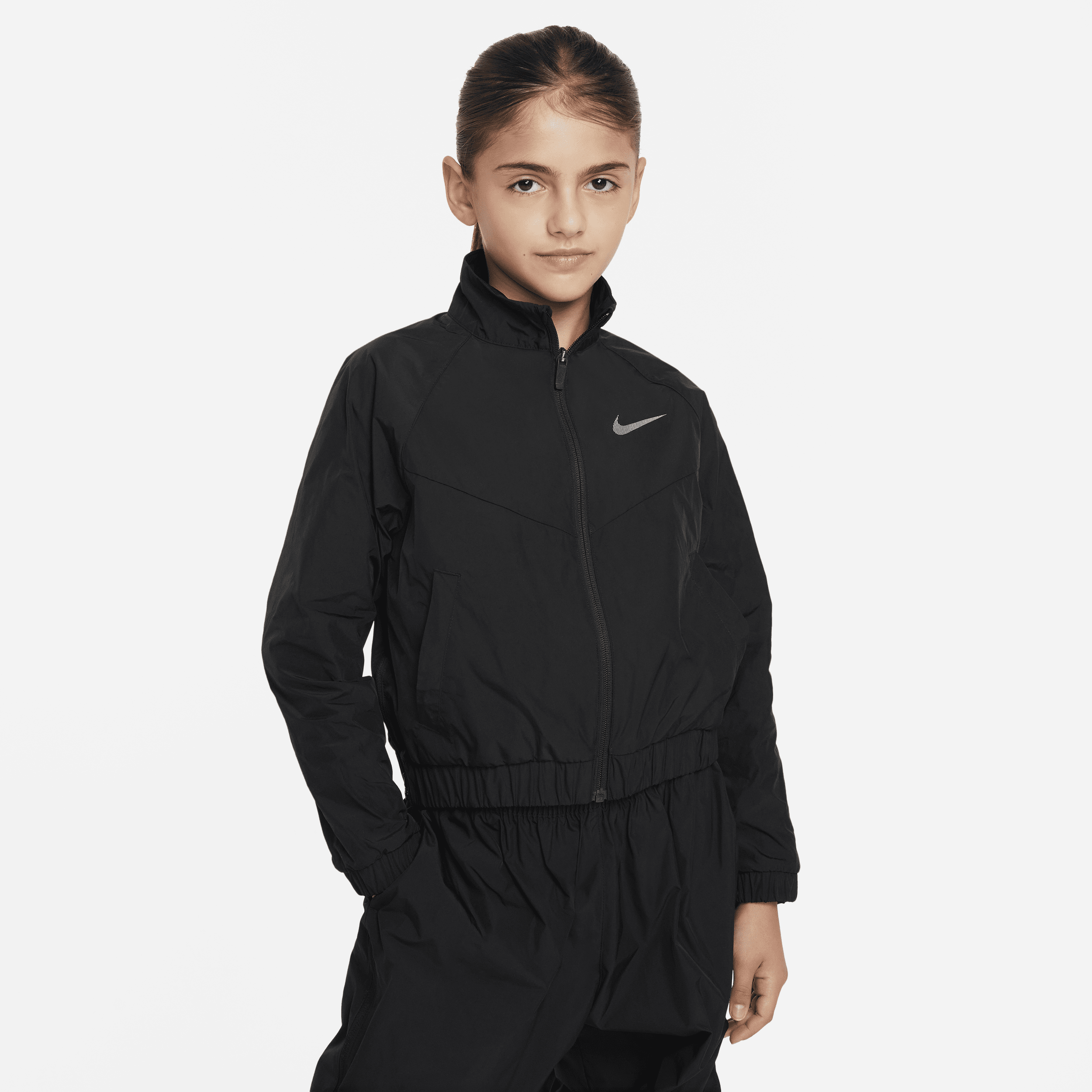 Shop Nike Sportswear Windrunner Big Kids' (girls') Loose Jacket In Black