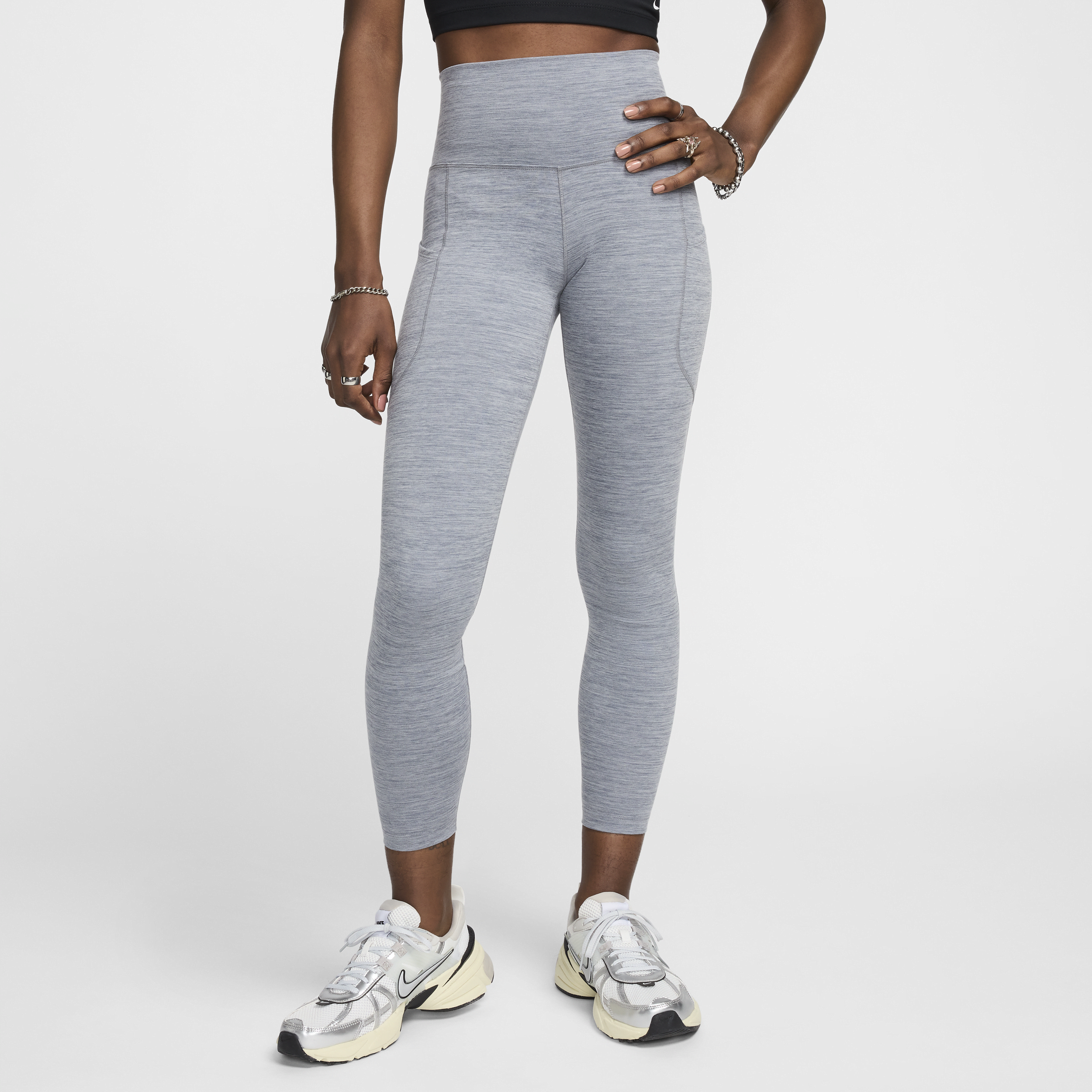 Nike Women's One High-waisted 7/8 Leggings With Pockets In Grey