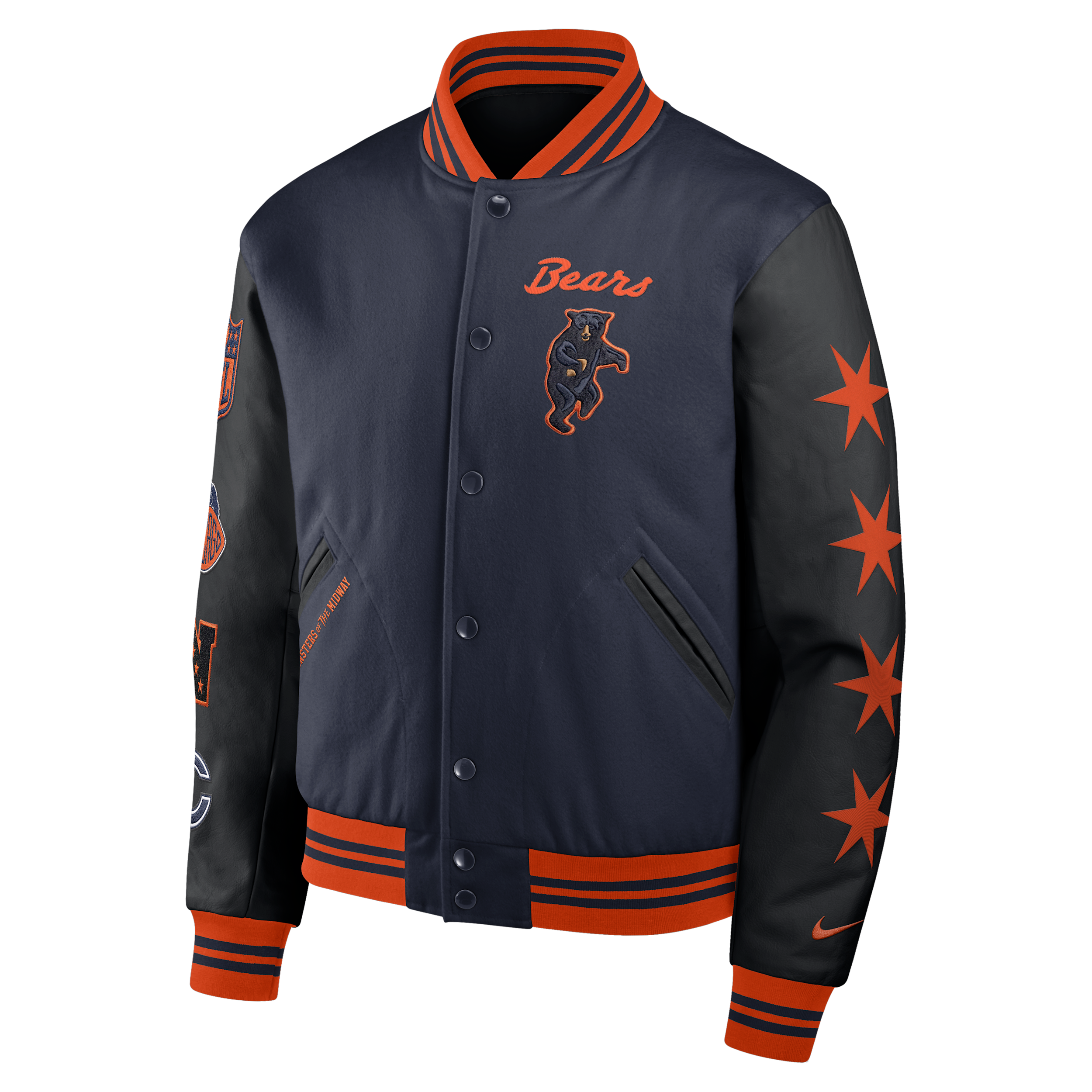 Chicago Bears Rivalries Collection Nike Men's NFL Full-Snap Varsity Jacket in Blue | 05AI0L1Y7Q-NXK