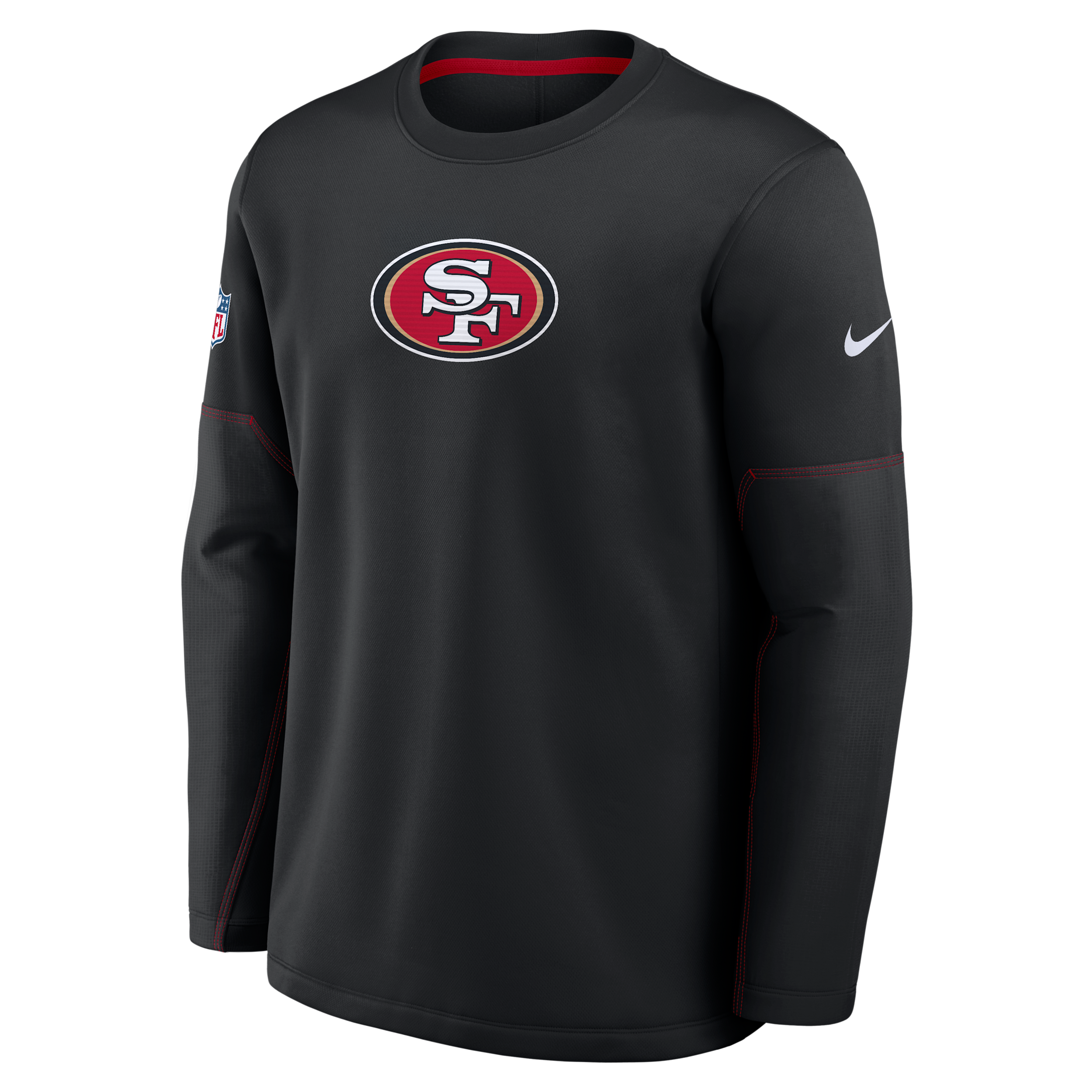 Nike Men's Black San Francisco 49ers Sideline Coaches Team Present Midweight Therma-fit Sweatshirt - Black, Red