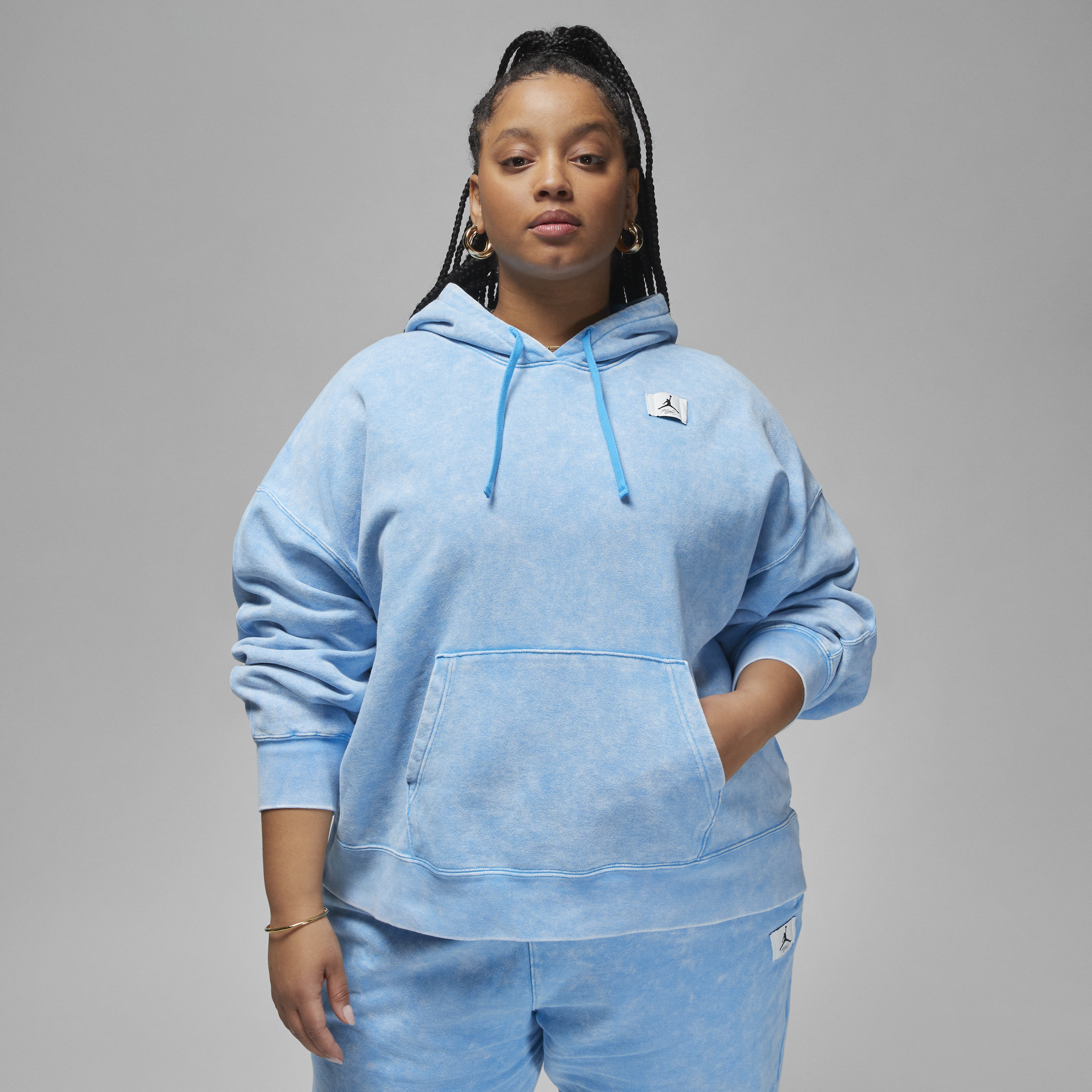 Jordan Women's Flight Fleece Washed Hoodie (plus Size) In Blue