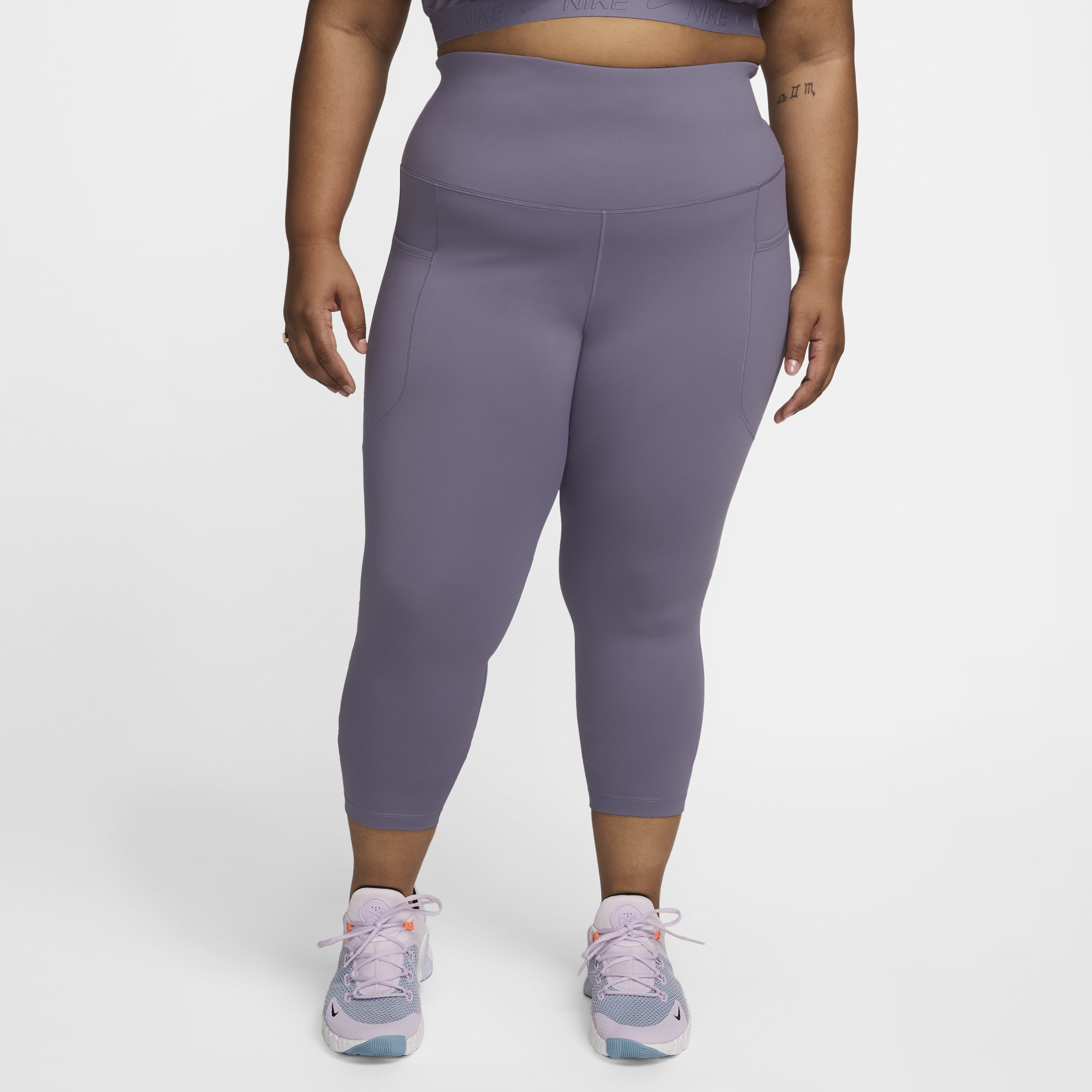 Nike Women's One High-waisted 7/8 Leggings With Pockets (plus Size) In Purple