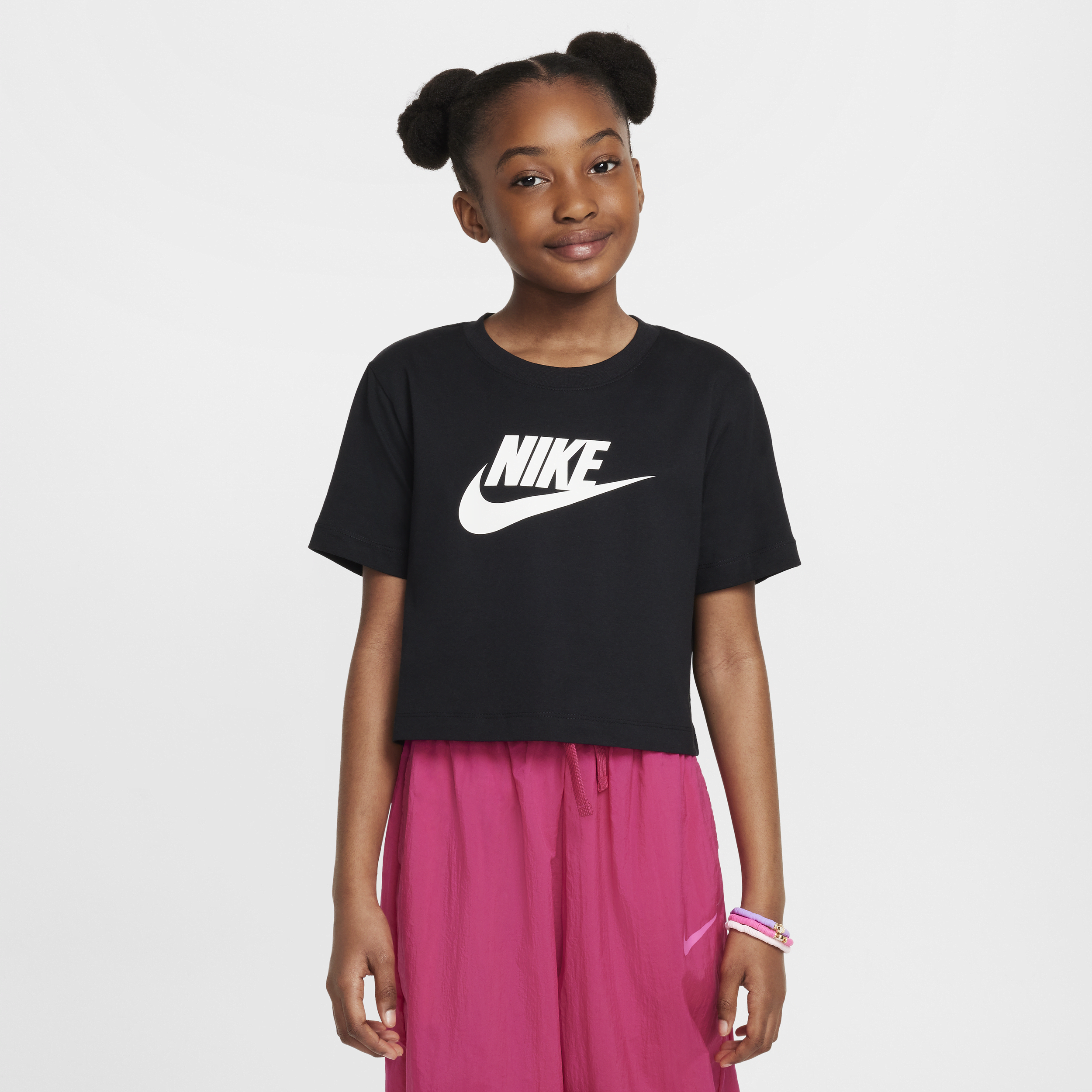 Nike Big Kid Girls Crew Neck Short Sleeve Regular Fit Graphic T-shirt In Black