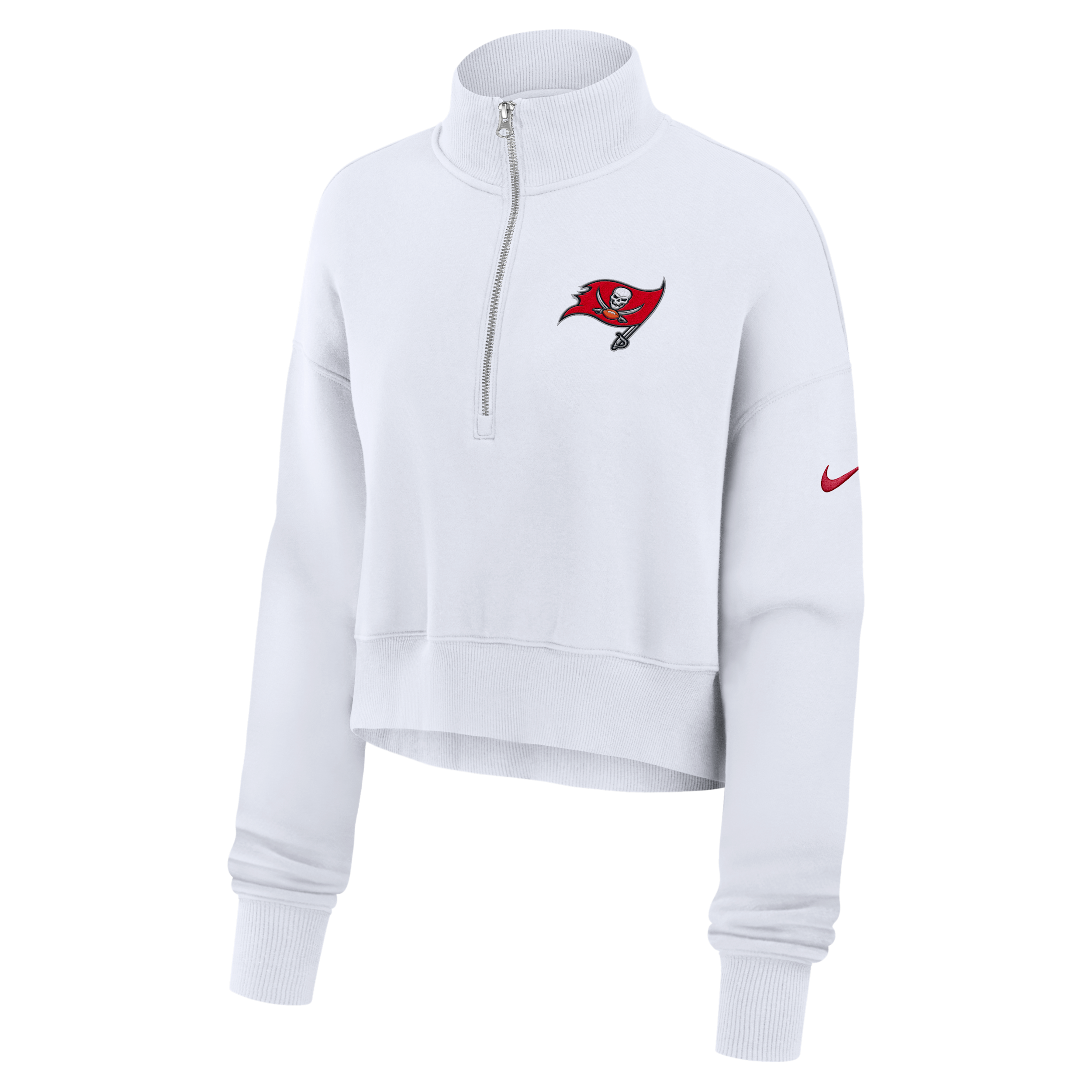 Tampa Bay Buccaneers Primetime Phoenix Nike Women's NFL Oversized Cropped 1/4-Zip Crew in White | 01N910A8B-LCD