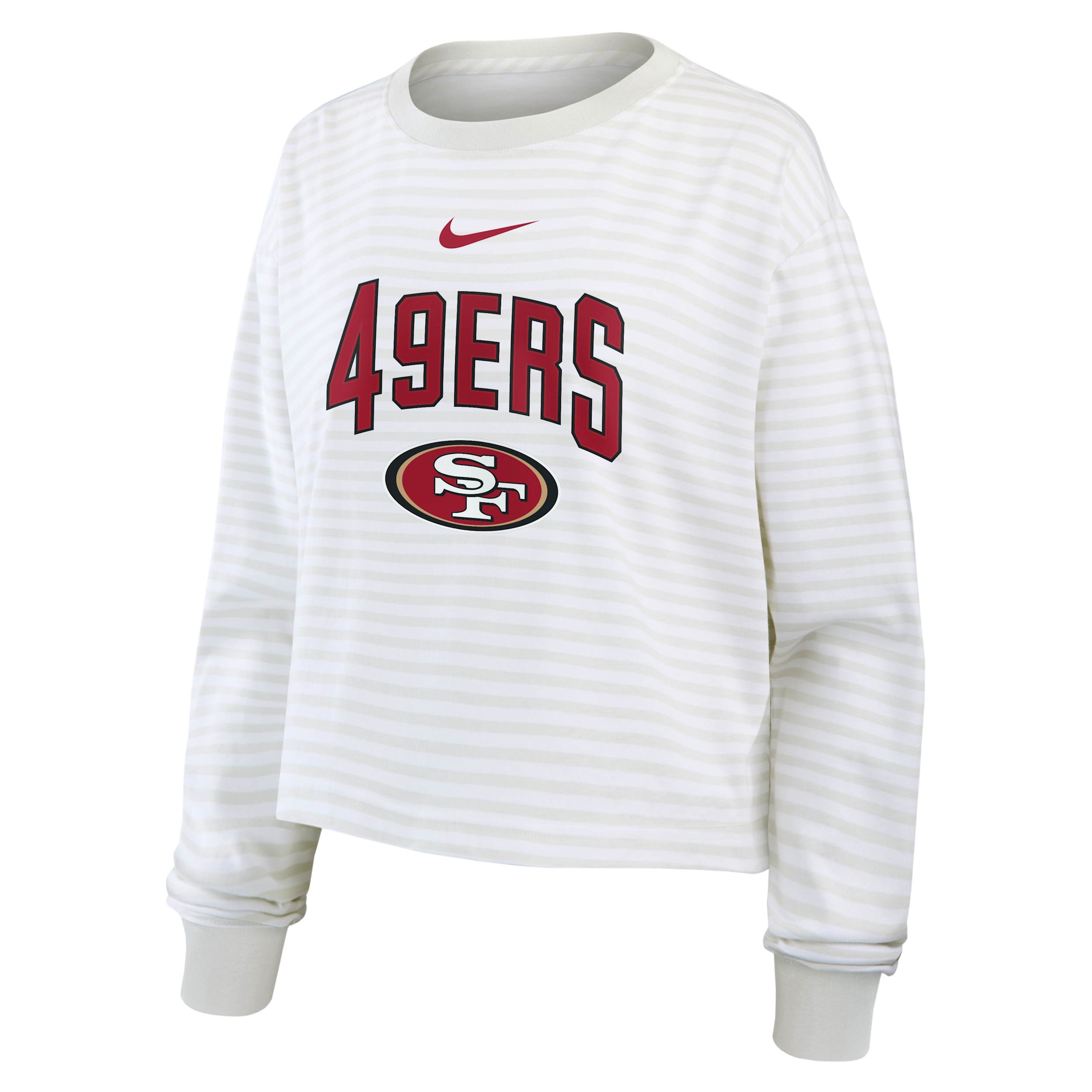 San Francisco 49ers Primetime Nike Women's Cropped Long-Sleeve T-Shirt in White | 05KV0CEB9B-PFN