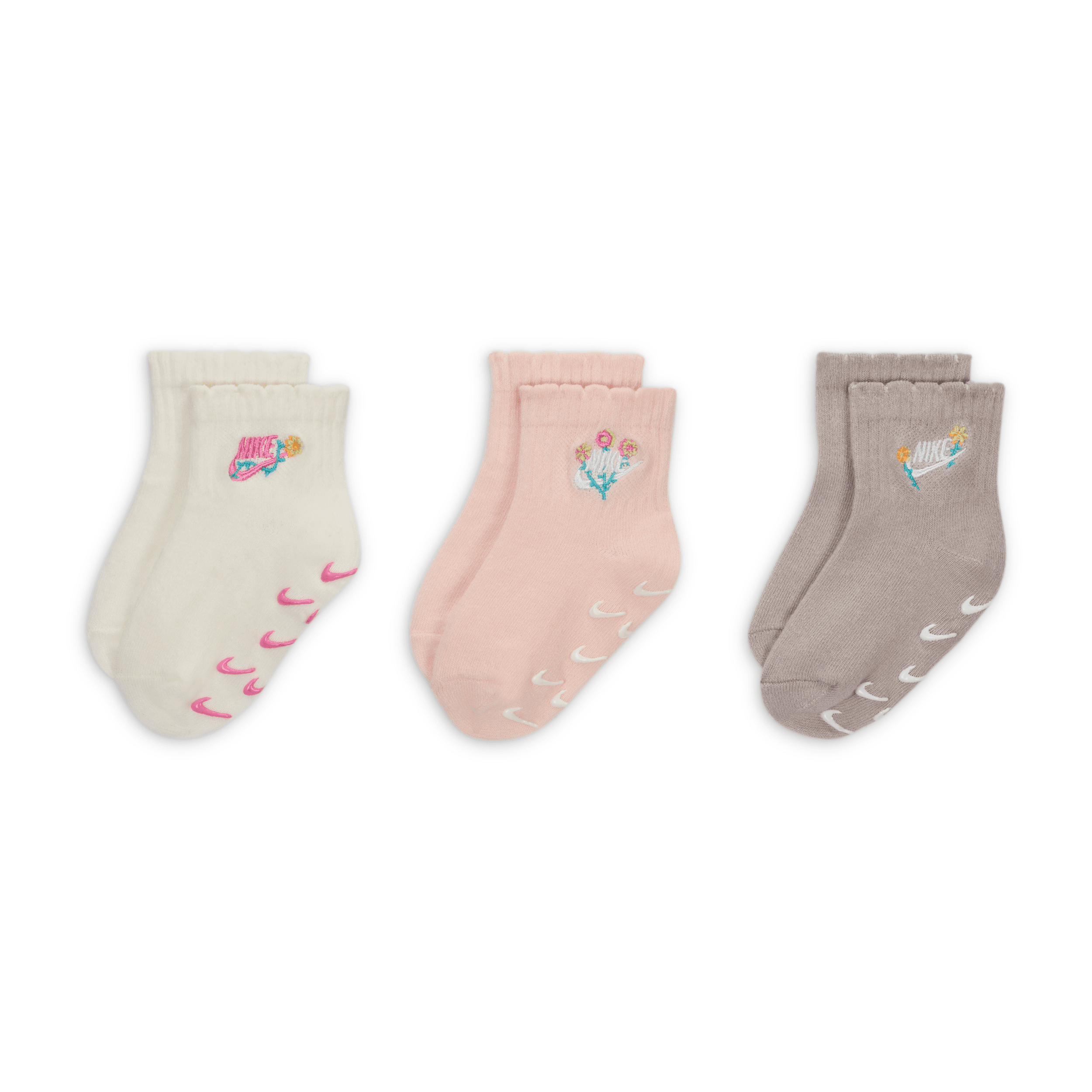 NIKE BABY (12-24M) FLOWRAL GRIPPER SOCKS (3 PAIRS)