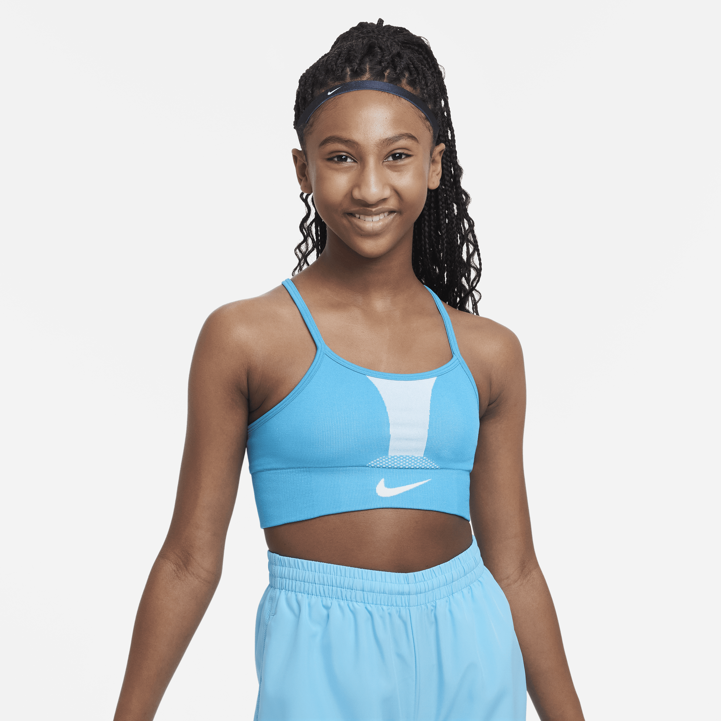 Nike Dri-fit Indy Big Kids' (girls') Sports Bra In Blue