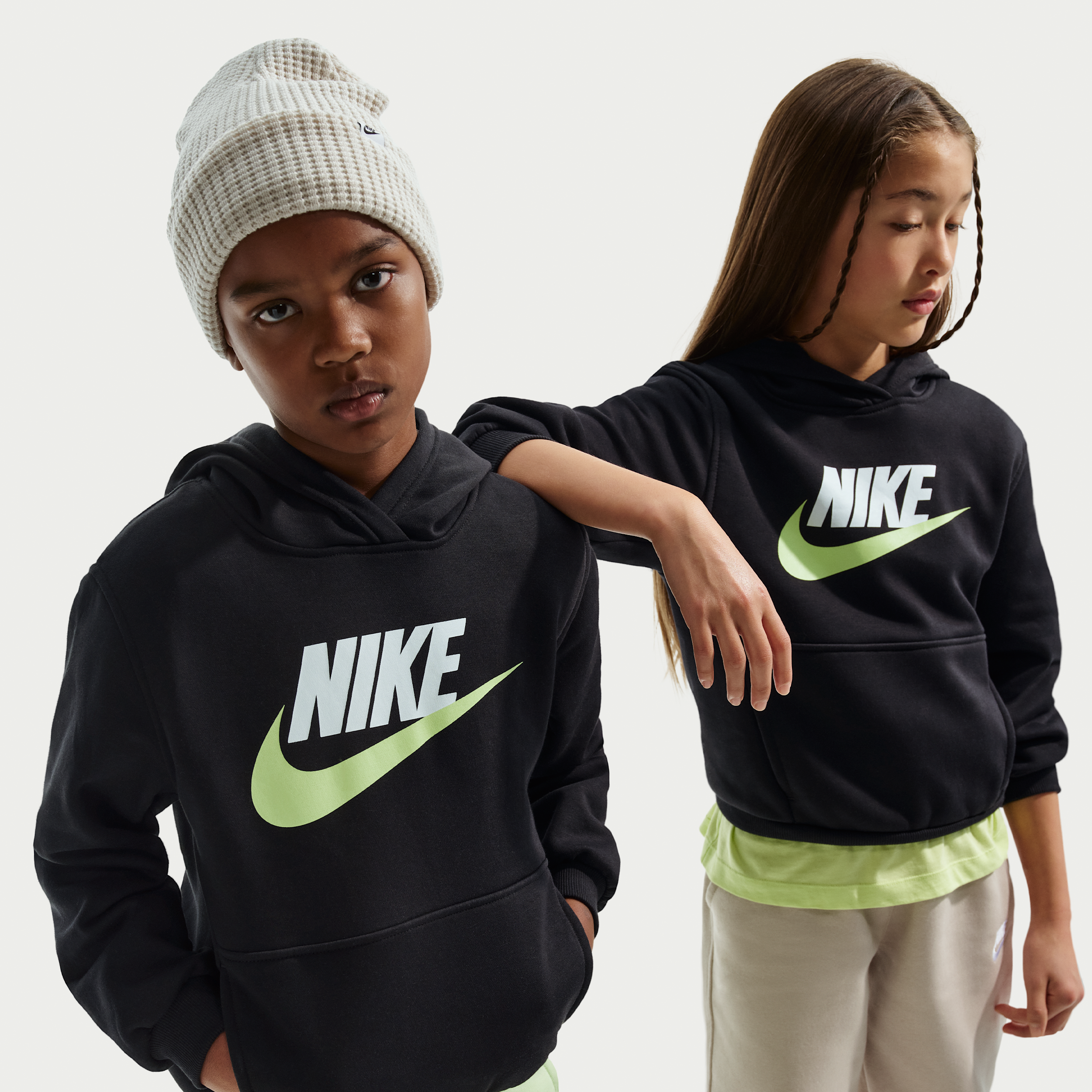 Nike Sportswear Club Fleece Big Kids' Hoodie in Black | FD2988-013