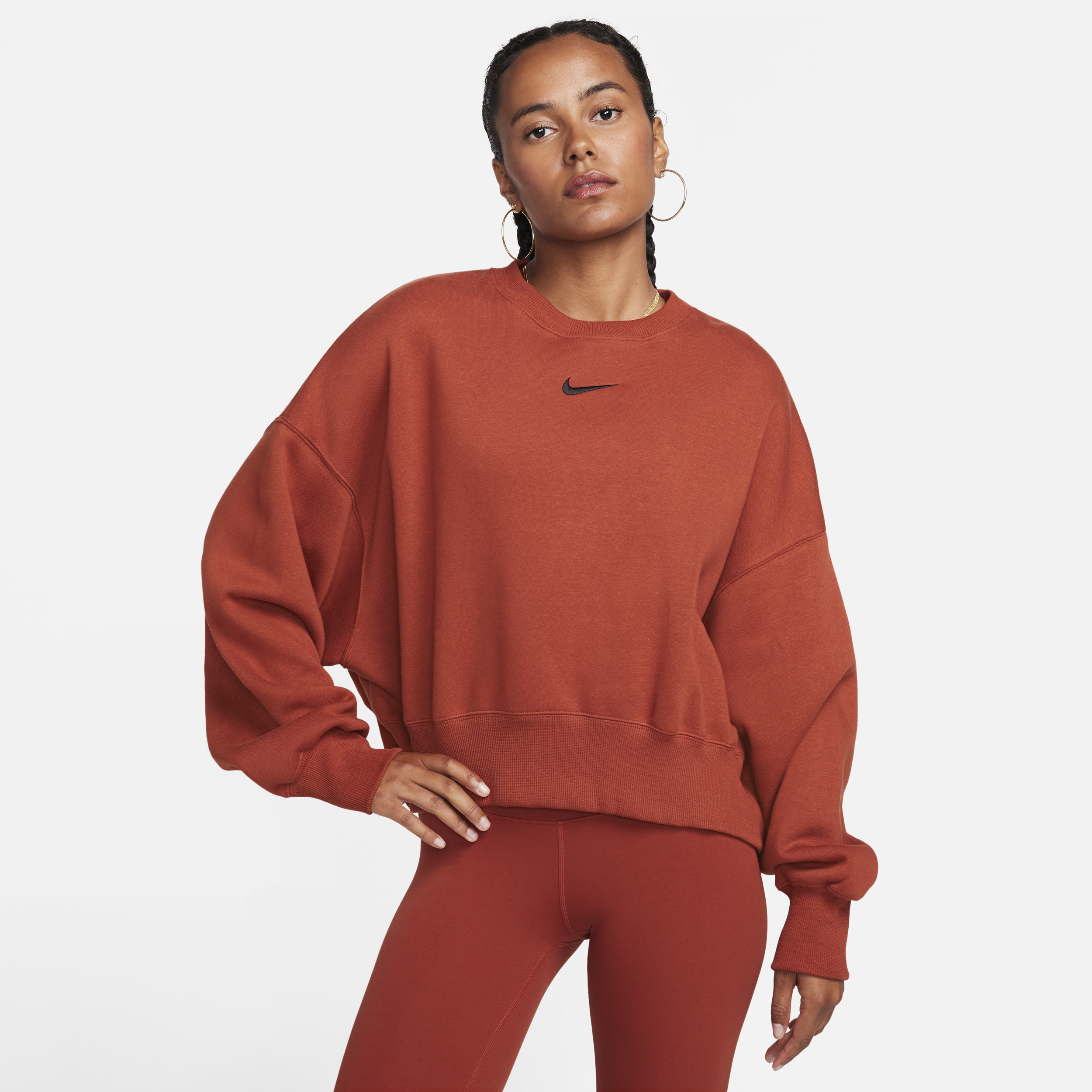 Nike Women's  Sportswear Phoenix Fleece Over-oversized Crew-neck Sweatshirt In Orange