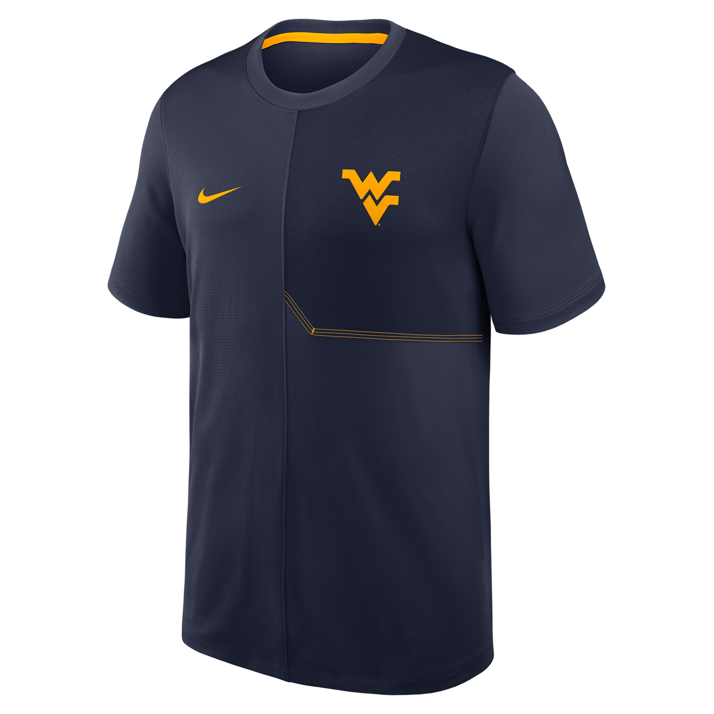 Nike Men's West Virginia Mountaineers Sideline Coaches Dri-fit Mesh Paneling T-Shirt - Navy