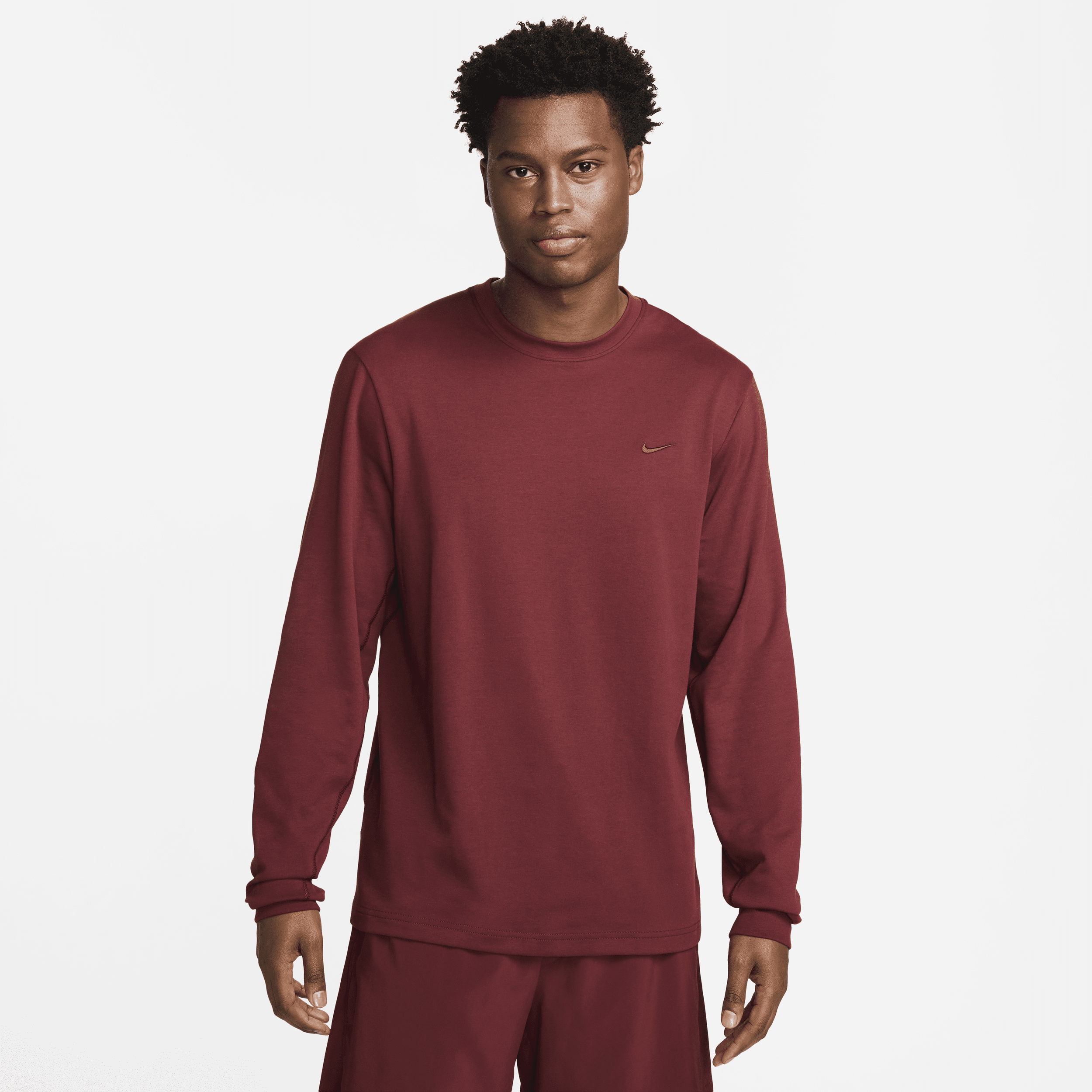Shop Nike Men's Primary Dri-fit Long-sleeve Versatile Top In Red