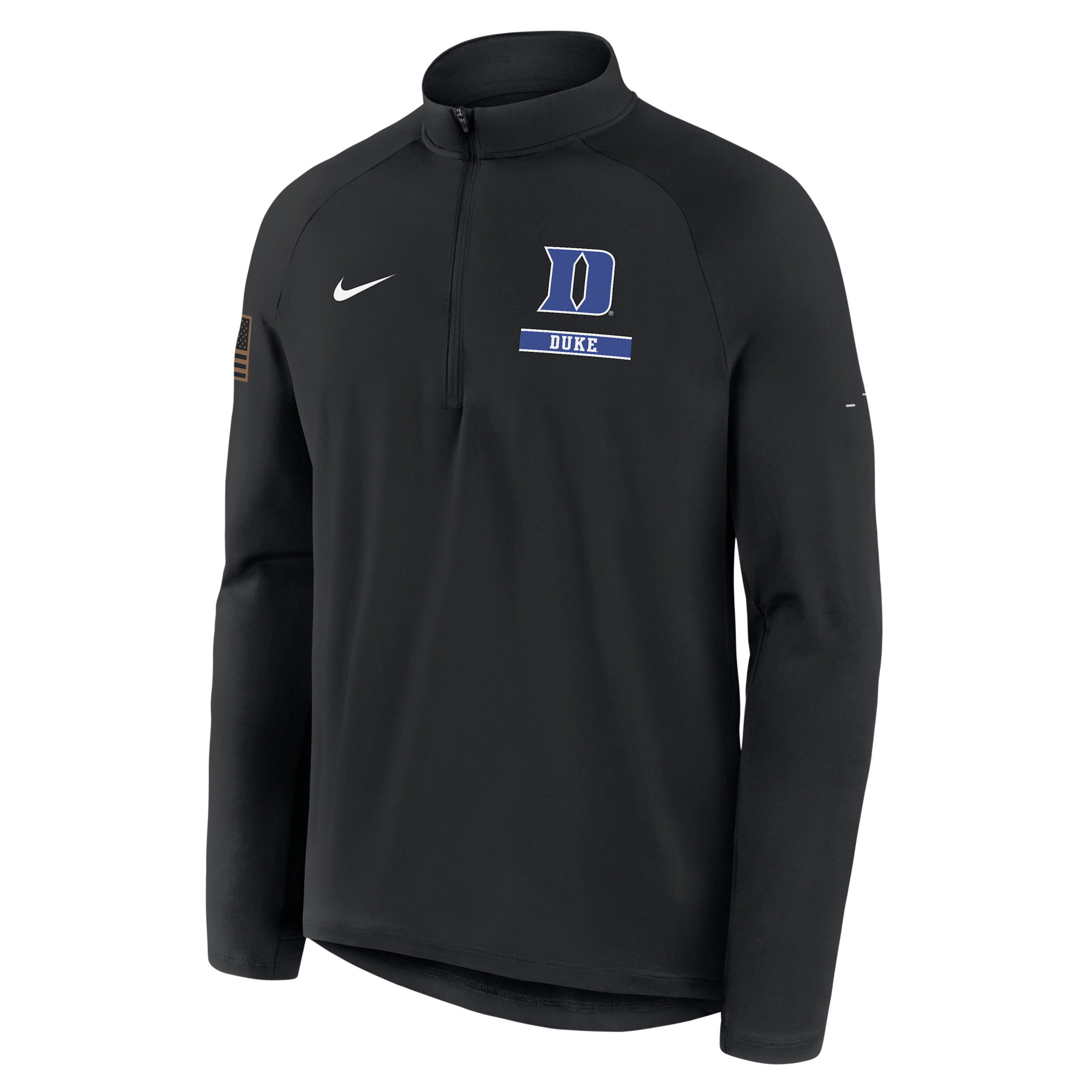 Duke 2026 Military Appreciation Stride Nike Men's Dri-FIT College 1/2-Zip Long-Sleeve Top in Black | 04V100ADU-9UW