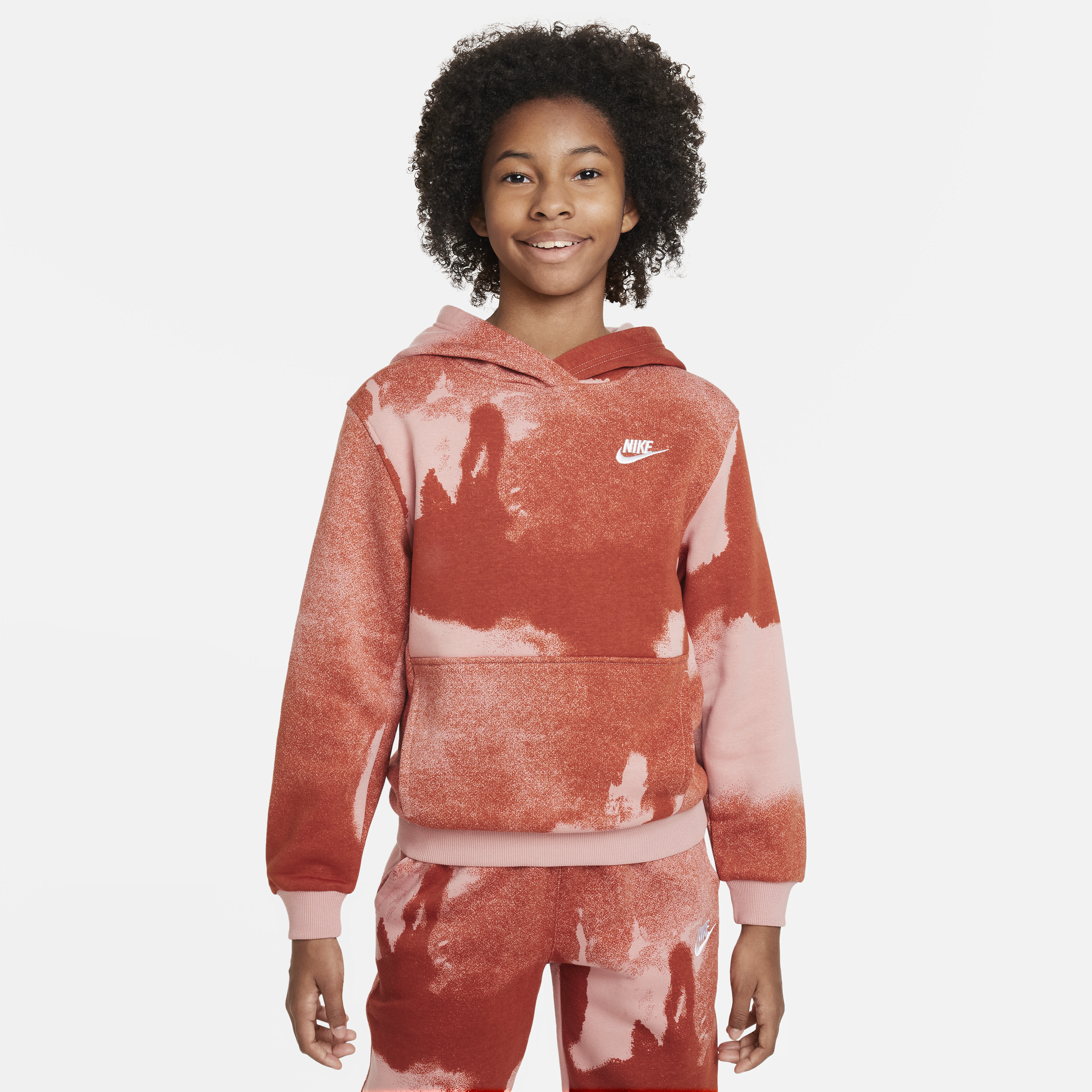 Nike Sportswear Club Fleece Big Kids' Pullover Hoodie In Pink