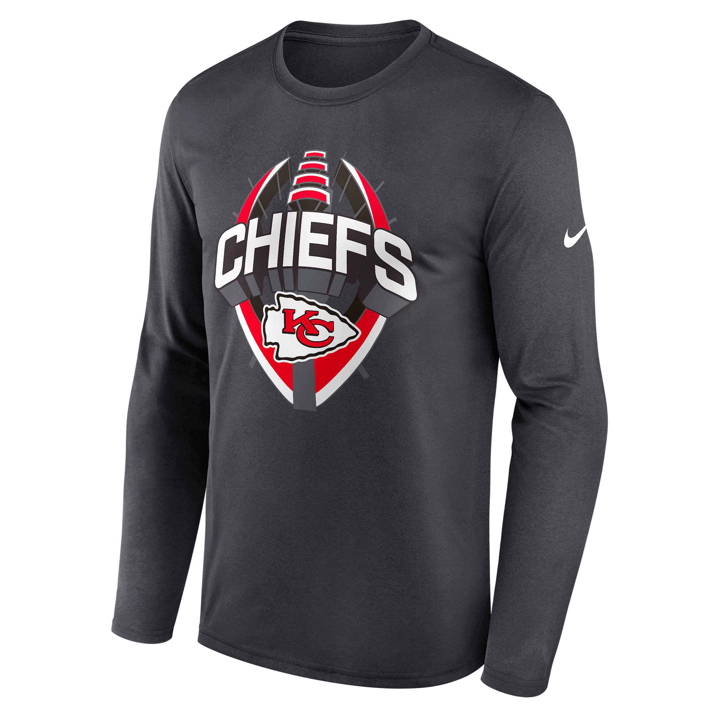 Nike Anthracite Kansas City Chiefs Primetime Legend Icon Performance Long Sleeve T-shirt In Gray