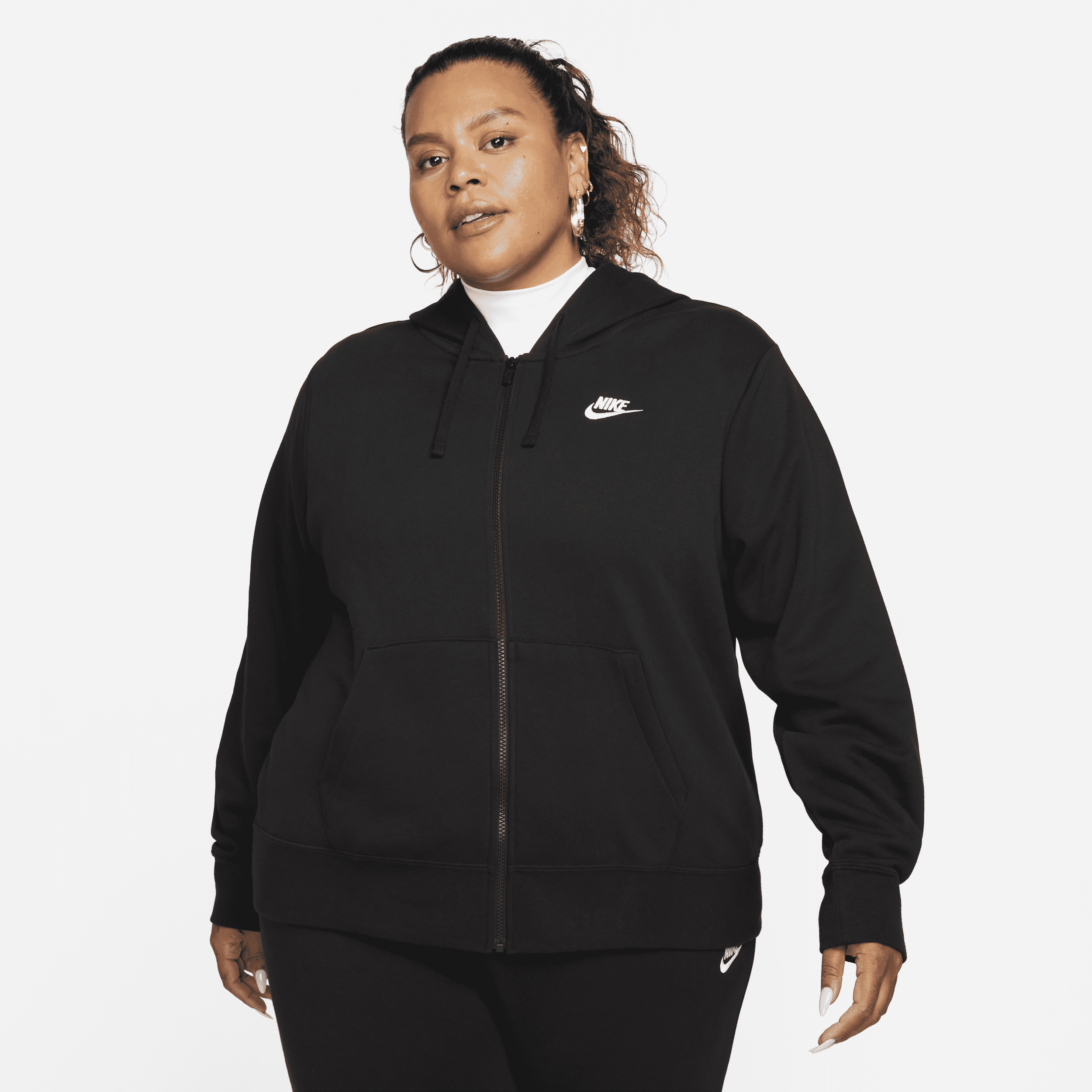 Nike Women's  Sportswear Club Fleece Full-zip Hoodie (plus Size) In Black
