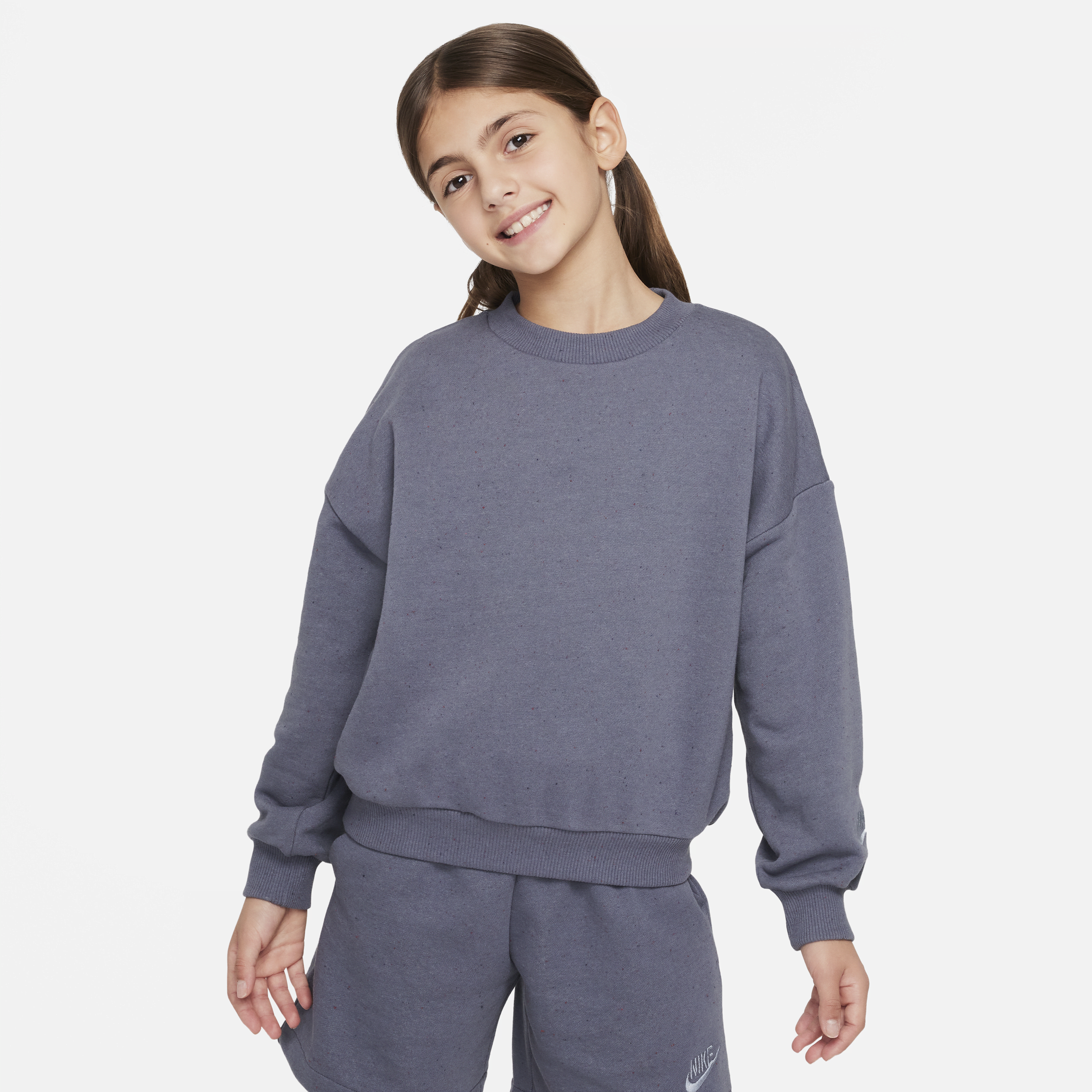 Shop Nike Sportswear Icon Fleece Big Kids' Oversized Sweatshirt In Grey