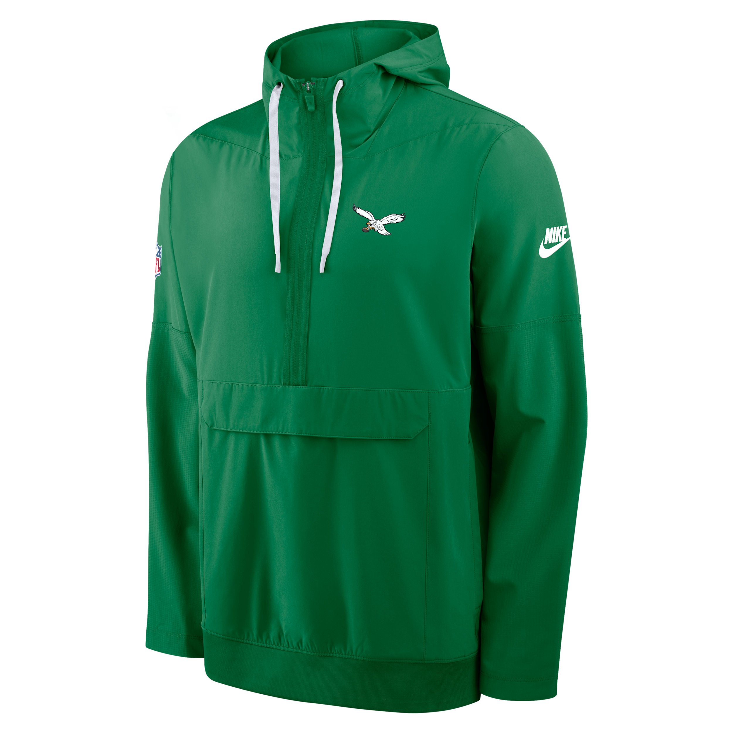 Men's Nike Kelly Green Philadelphia Eagles Sideline Broken Rules Alternate Anorak Half-Zip Hooded Jacket