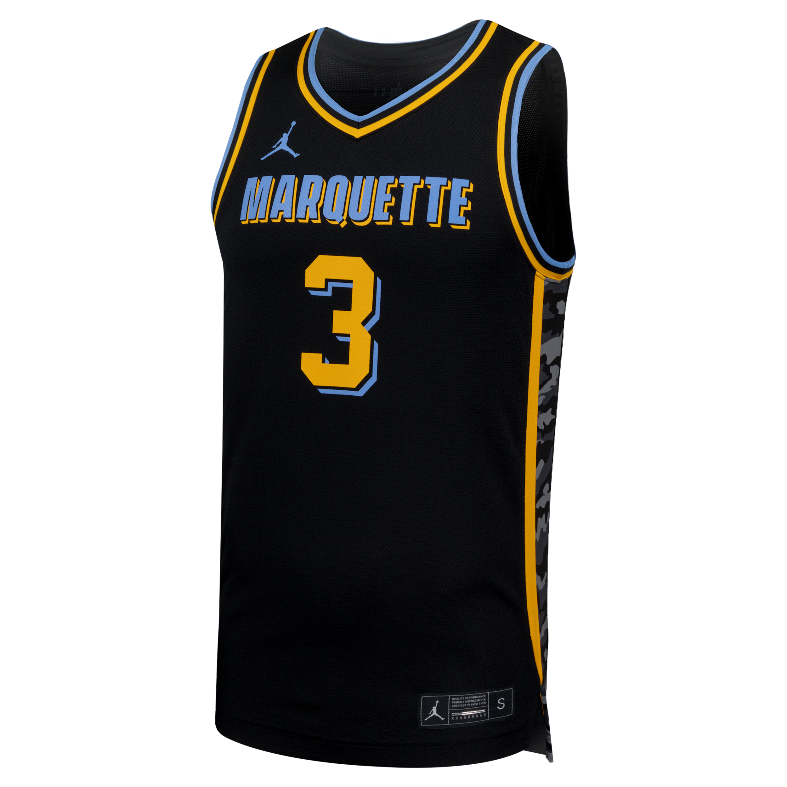 Men's Marquette Golden Eagles Jordan College Replica Jersey in Black | P32818J583MARQ-BLK
