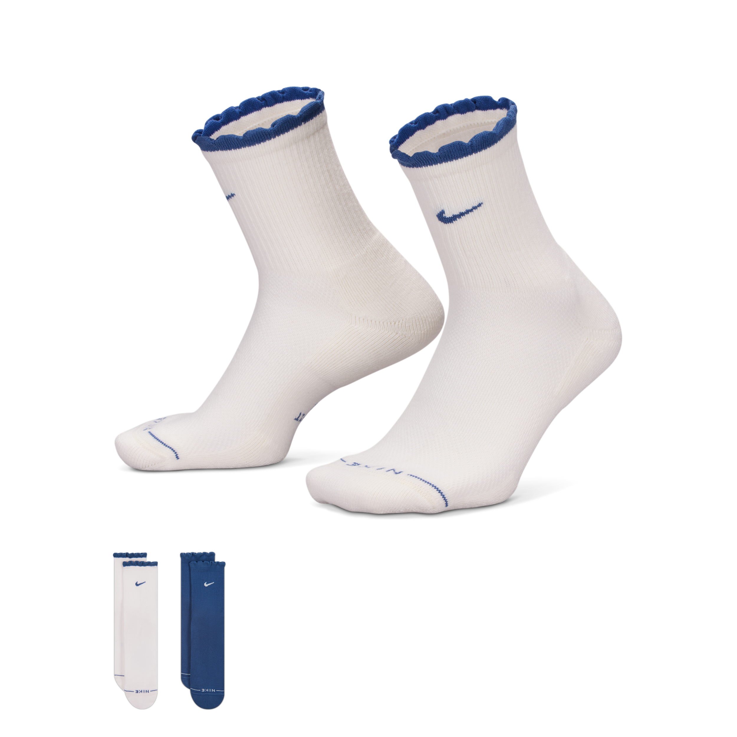 Nike Unisex Everyday Elevated Scallop Micro-Crew Socks (2 Pairs) in Multicolor | IH8621-904